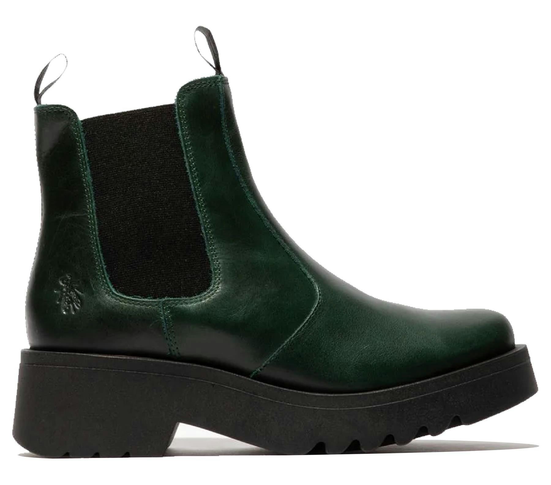 Fly London Women's Green Petrol Medi789 Wedged Chelsea Ankle Leather Platform Boots - Petrol - Uk 4 | Eu 37 | Us 6