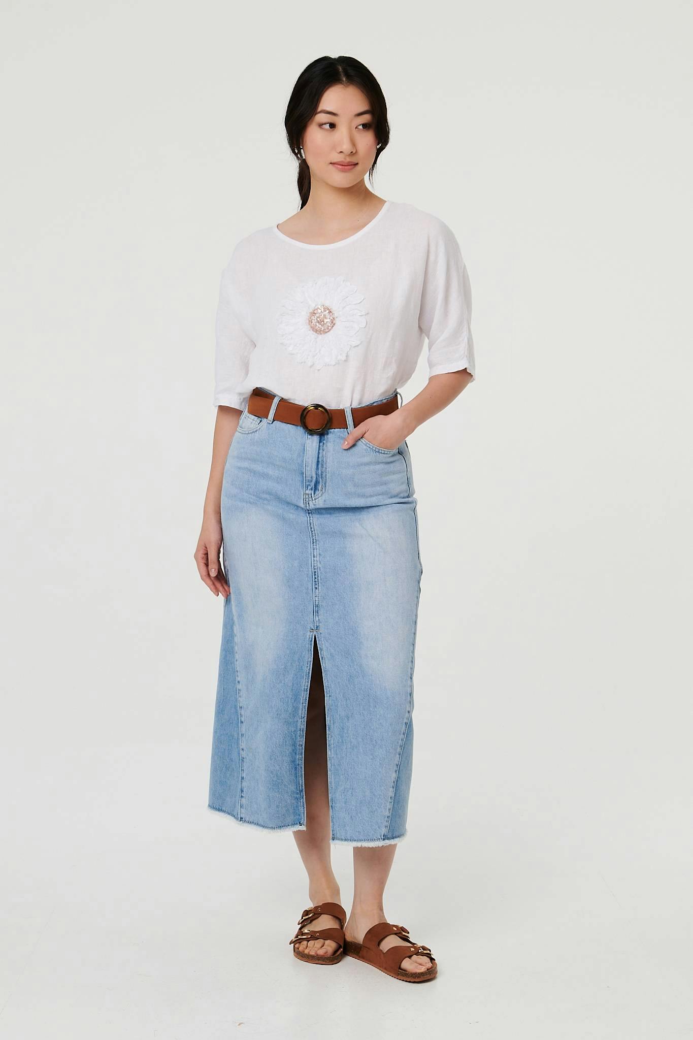 Izabel London White Sequin Textured Detail Relaxed Top - 8