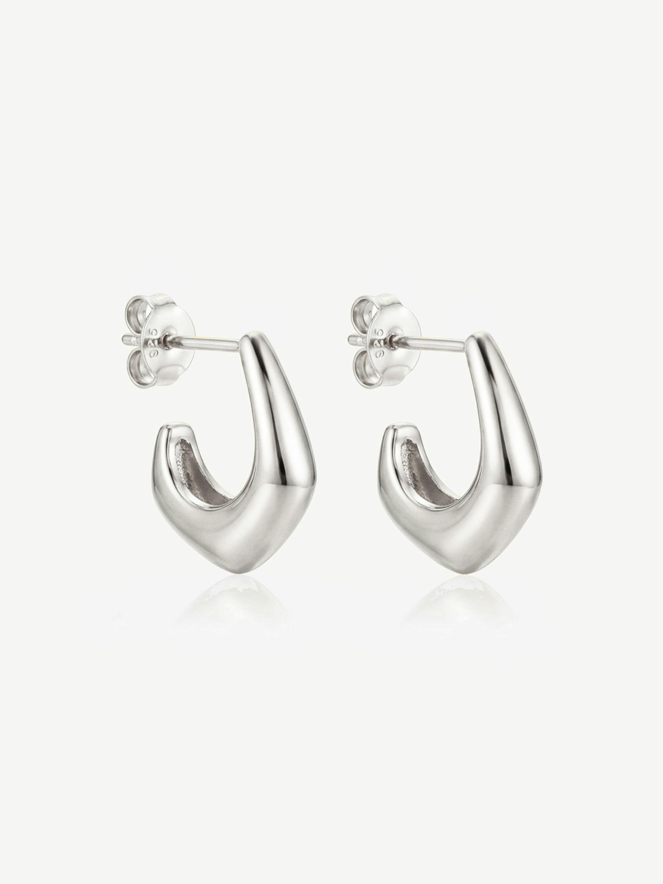 Muchv Silver Sculpted Hoop Earrings