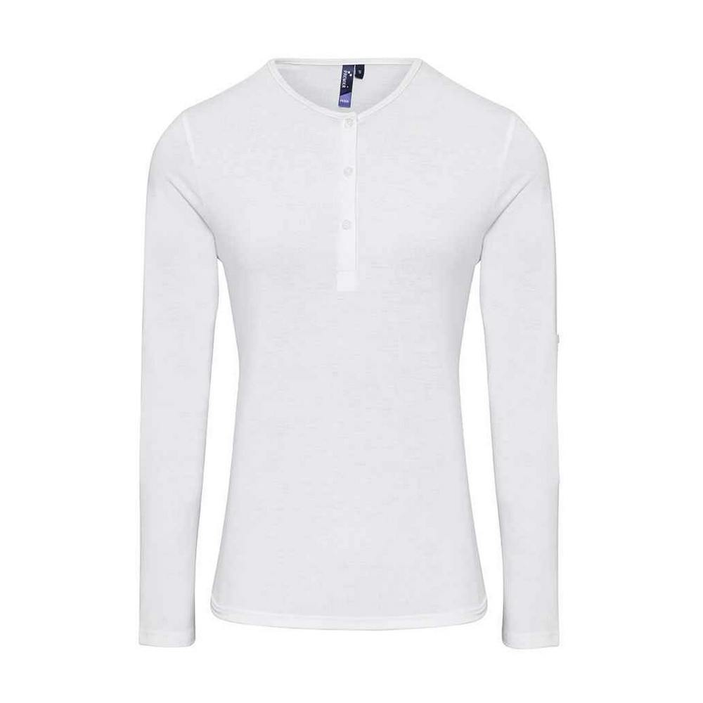Premier Women's White Long John Plain Roll Sleeve T-Shirt In | Size: 10 - Image 3