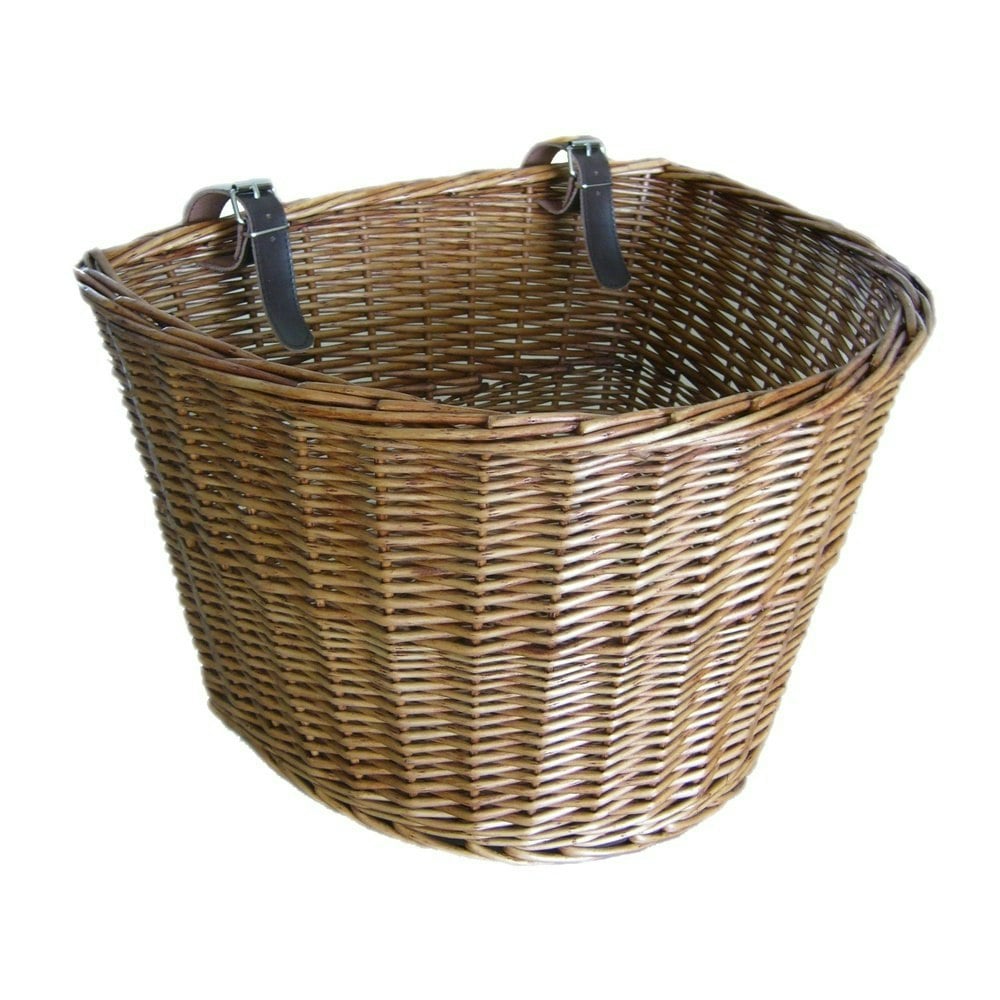 Red Hamper Red/Brown Hamper Double Steamed Wicker Front Fixing Bicycle Bike Basket - One Size - Bicycle Basket