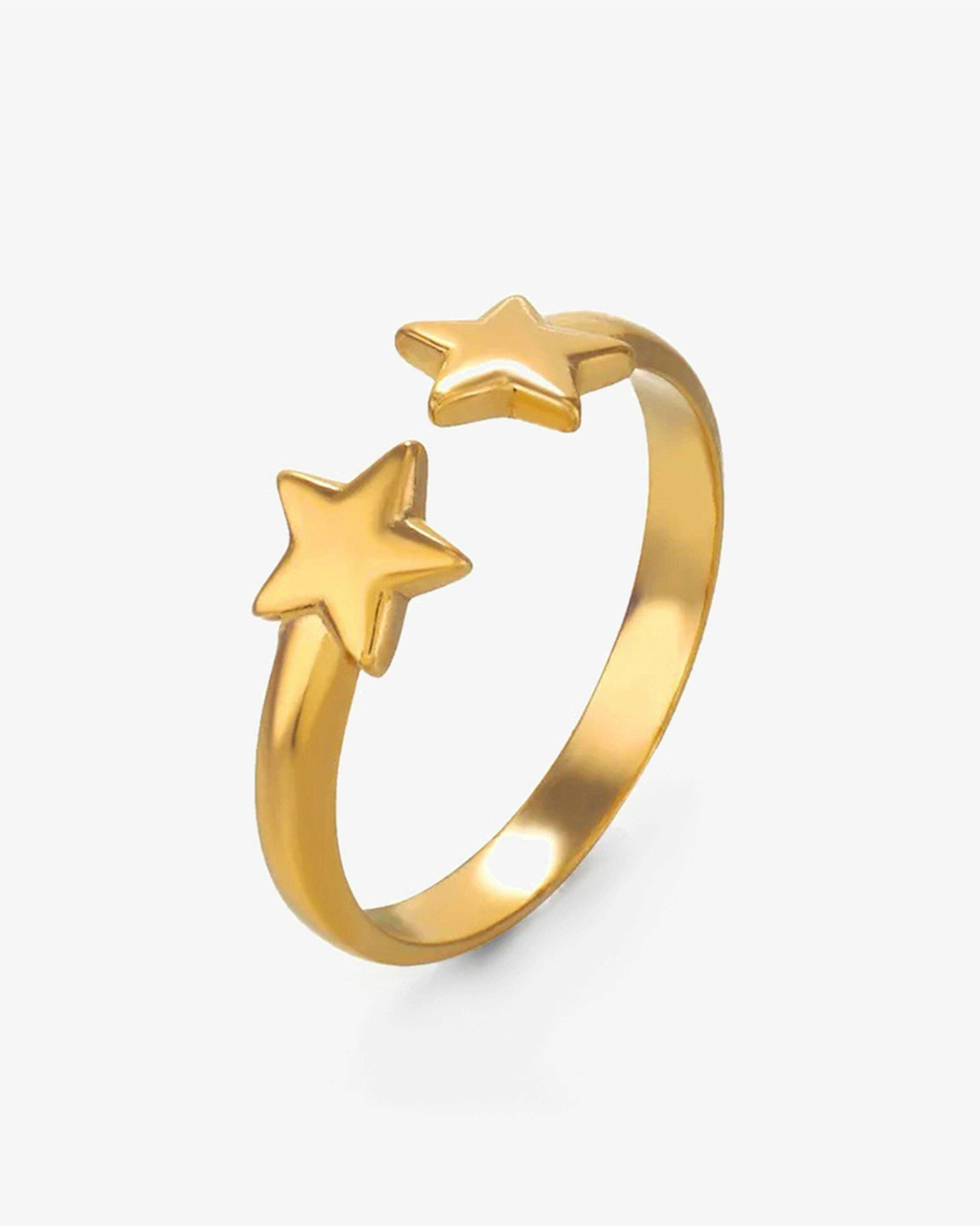 Elk & Bloom Gold Double Star Dainty 14K Ring - No