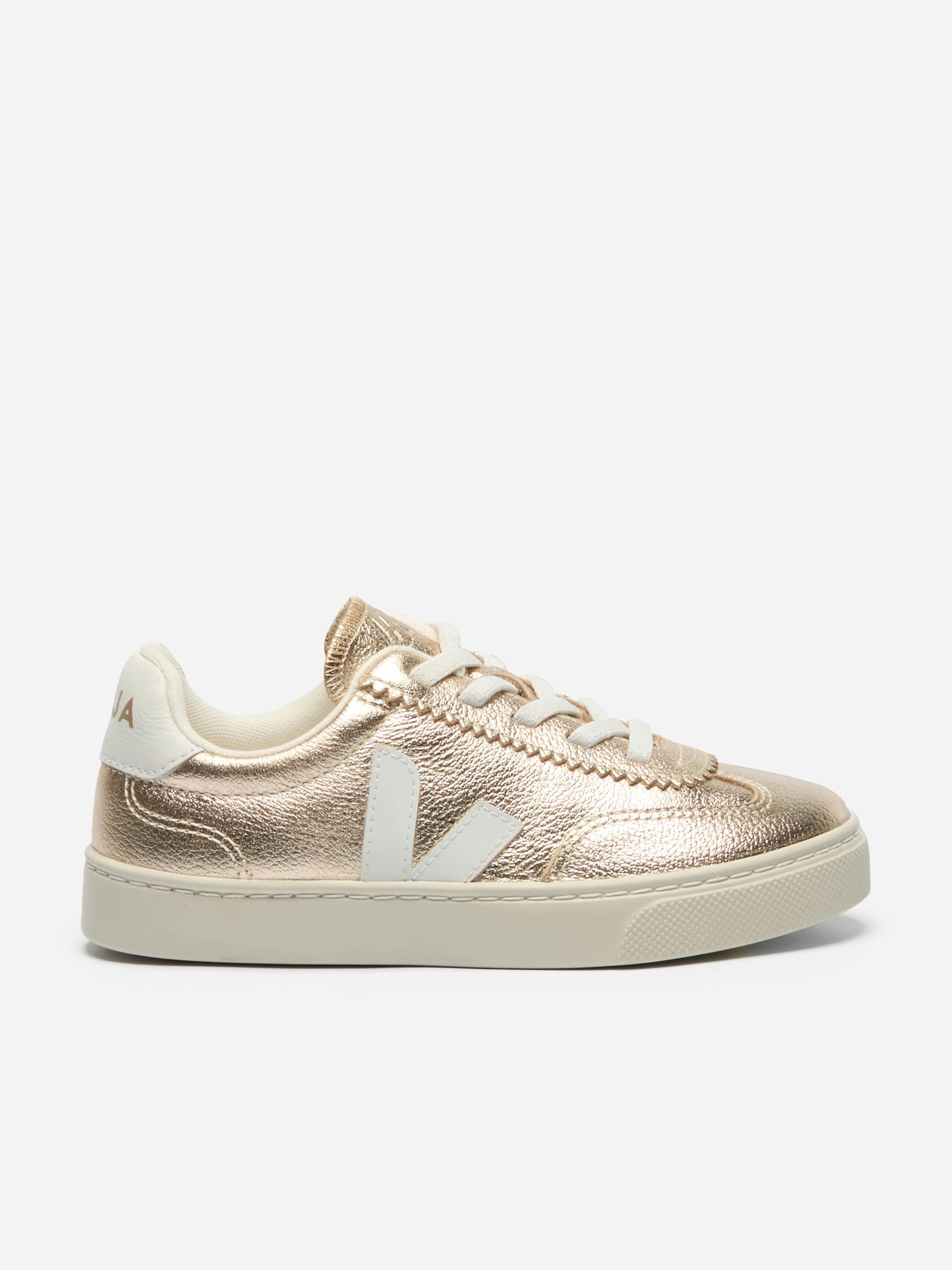 Veja Boys Gold Kids Small Volley Leather Trainers In - Eu 33 Uk 1.5