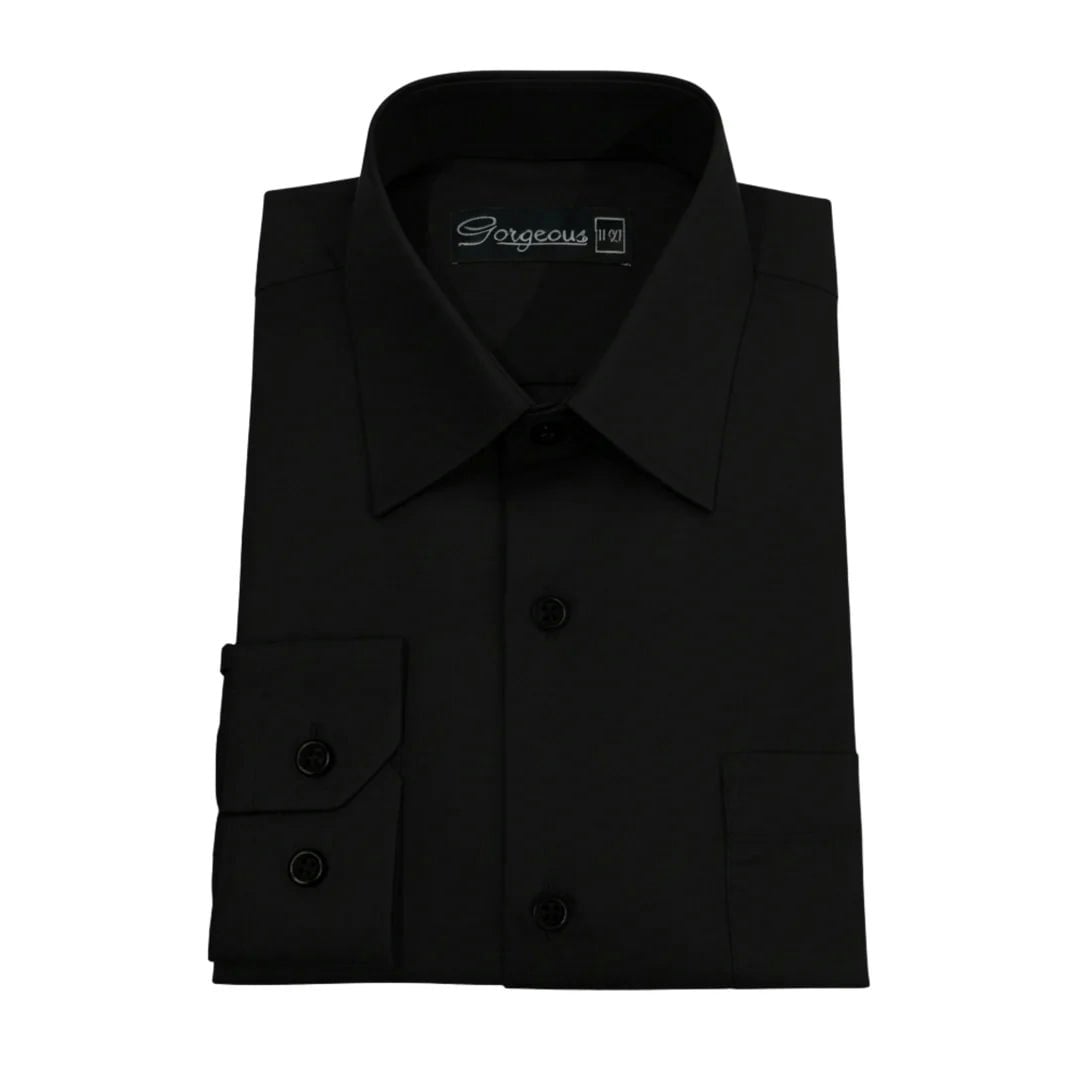 Truclothing Boys Black Formal Long Sleeve Button-Down Collar Shirt - 15 Years