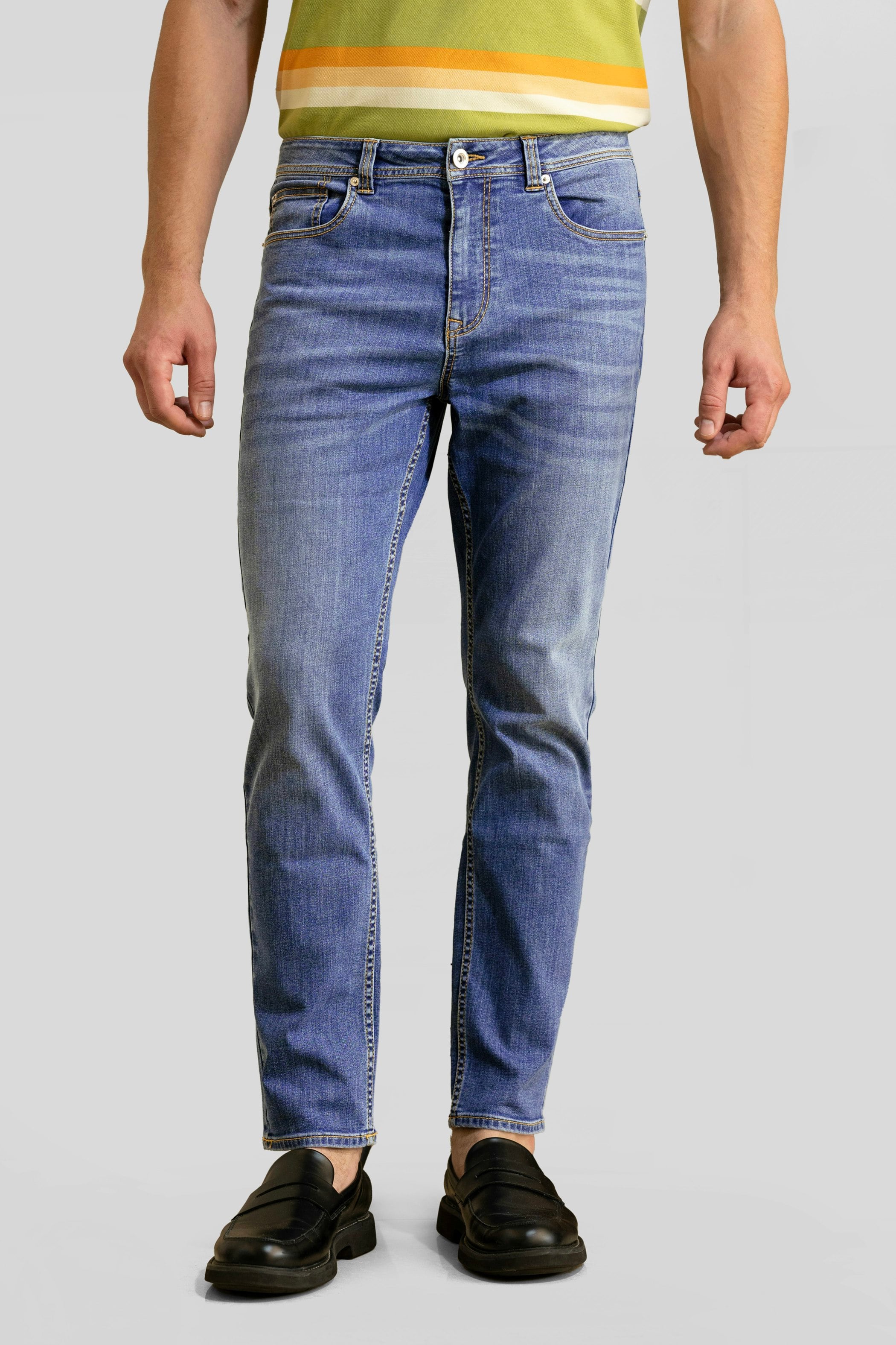 Enorsia Men's Light/Blue Essential Super Stretch Regular Fit Jeans - 38 - 79% Cotton,18.8% Polyester, 2.2% Elastane