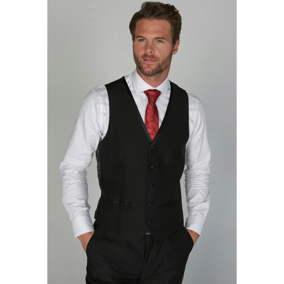 Paul Andrew Men's Black Regent - Waistcoat - 52
