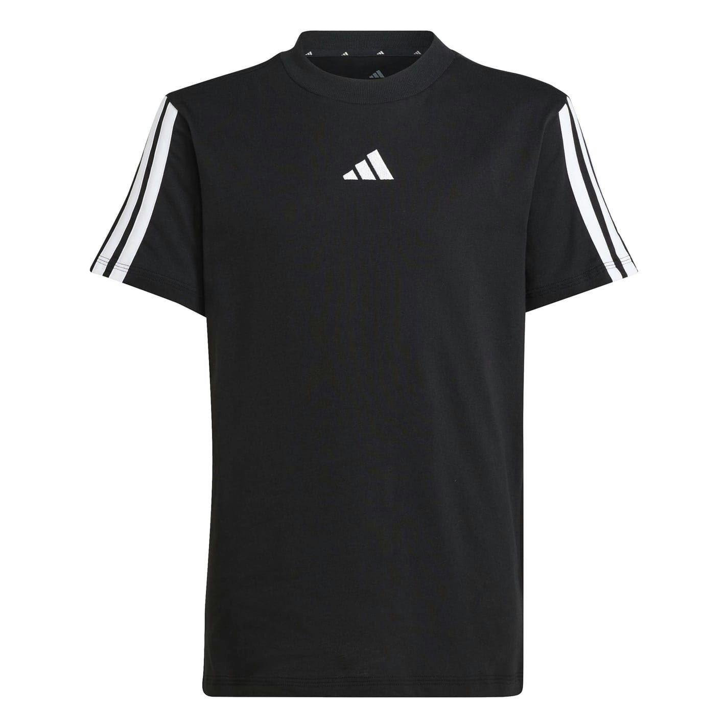 Adidas Black/White Kids Essentials 3 Stripes T-Shirt - 7-8 Years - 100% Cotton