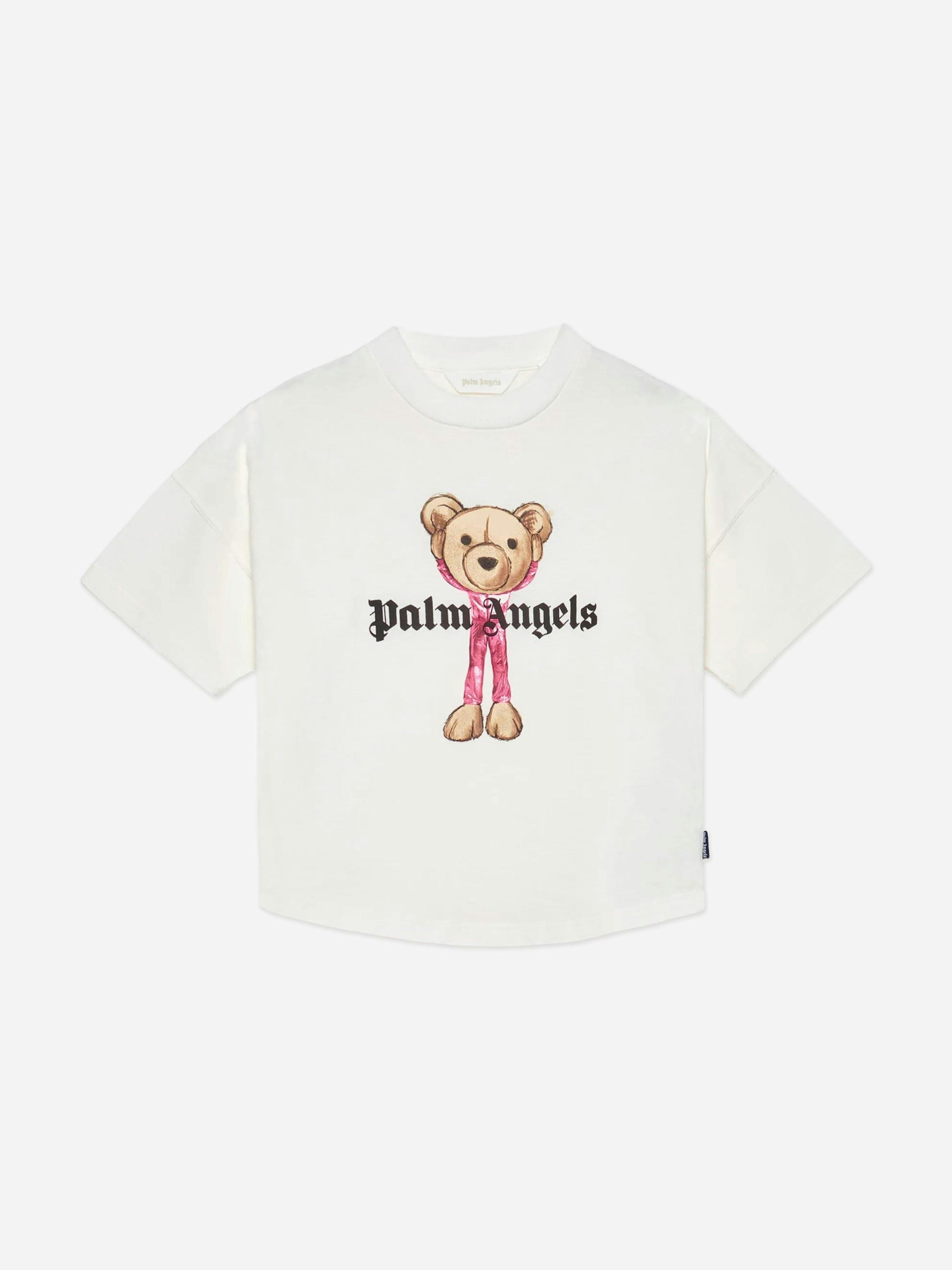 Palm Angels Girls Ivory Mascot Bear Over T-Shirt In - 6 Yrs