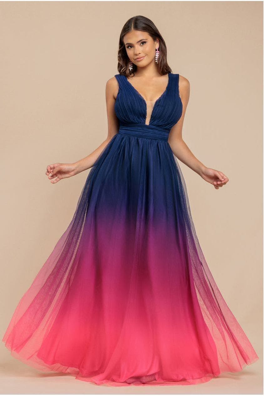 Goddiva Pink Sleeveless Ombre Pleated A-Line Maxi Dress - Ombre By - Hot Ombre - 10