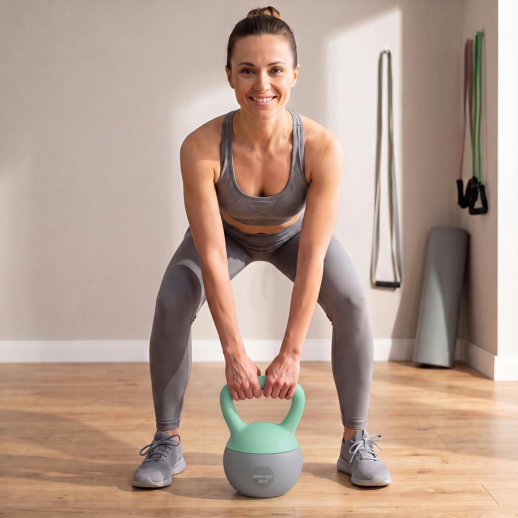 Sportnow Grey/Green 8Kg Kettlebell With Soft Body And Non-Slip Handle, And