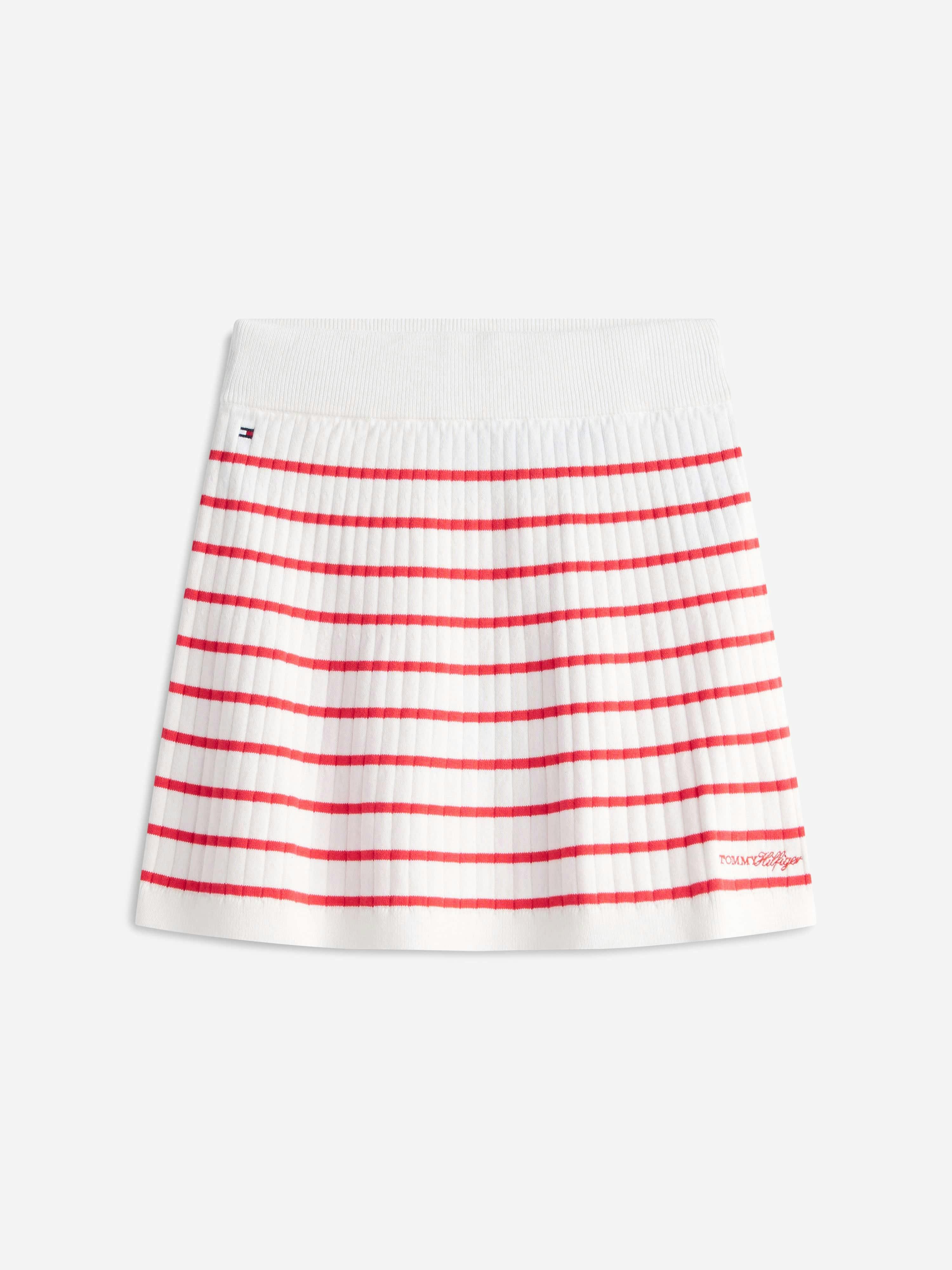 Tommy Hilfiger Girls White Rib Sweater Skirt In - 12 Yrs