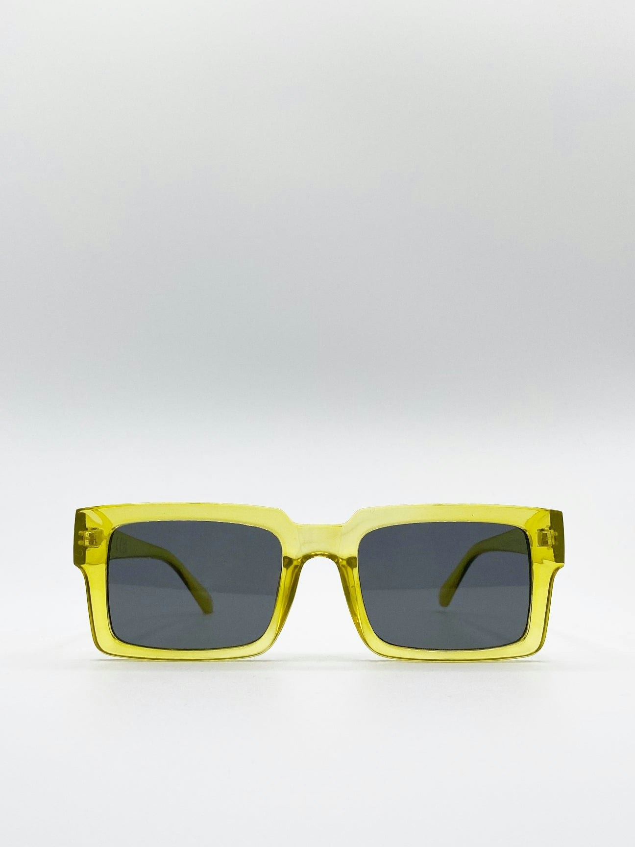 Svnx Yellow Square Crystal Frame Sunglasses