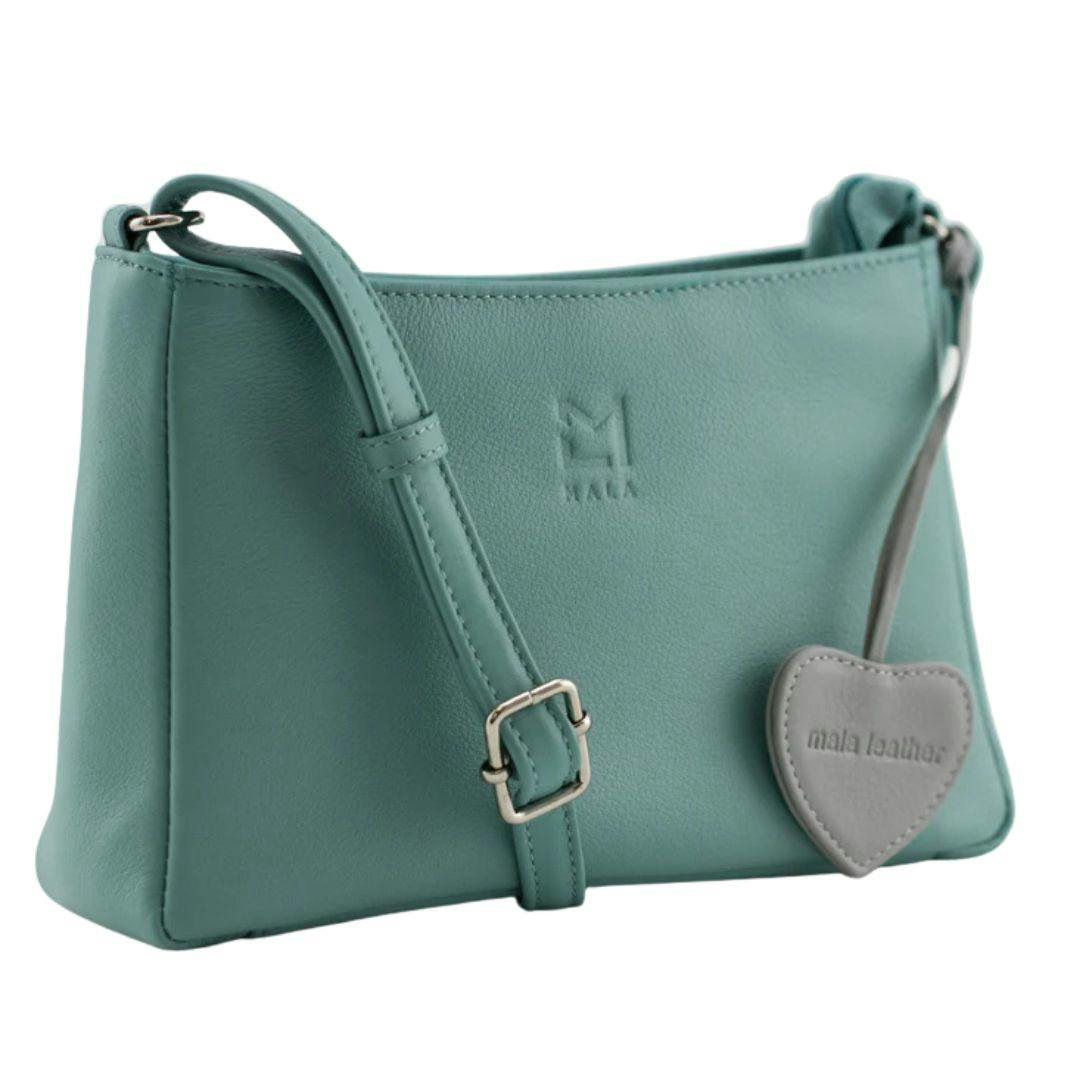 Mala Leather Green Anishka Heart Small Shoulder Crossbody