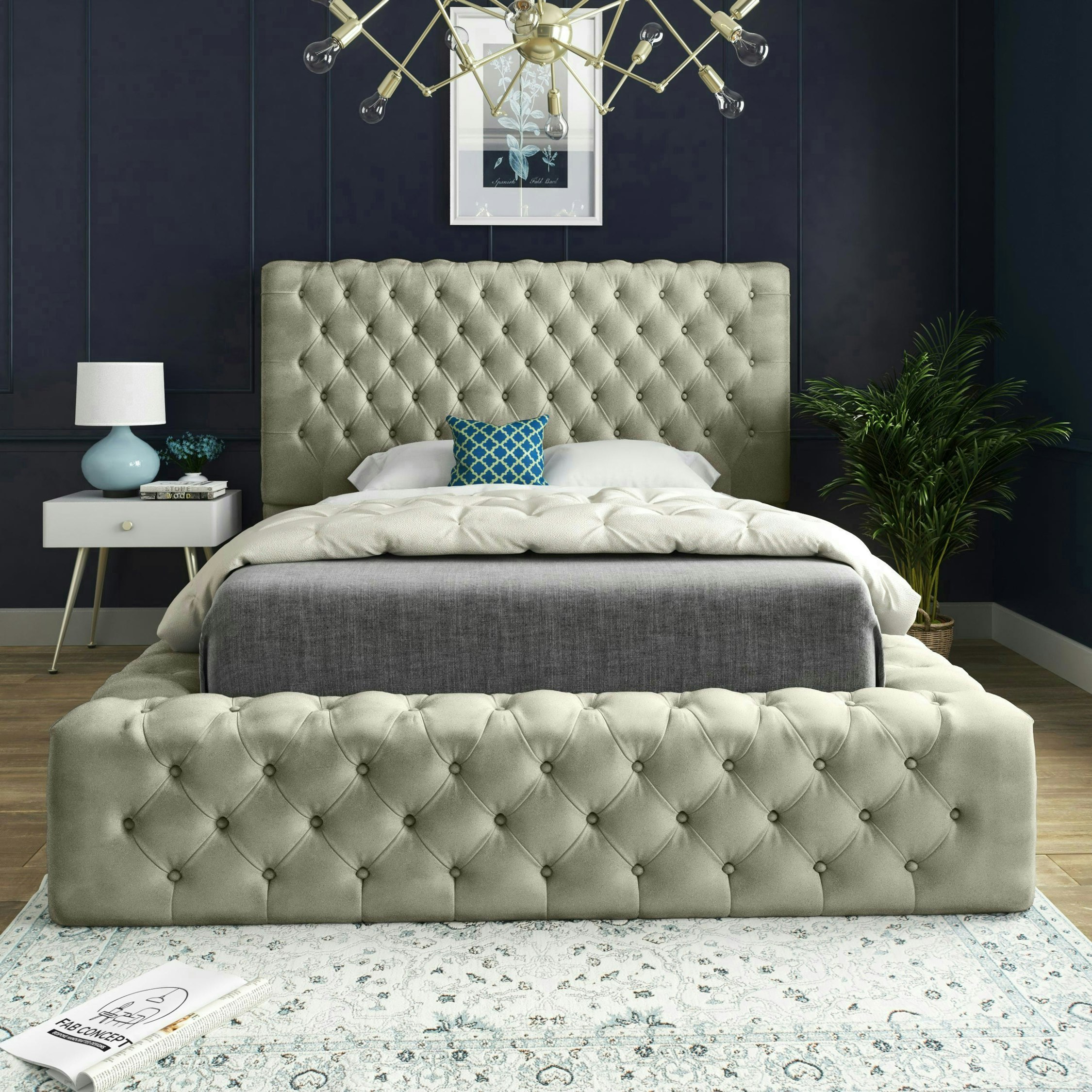 Rackhams Cream Cambridge Bed - Kingsize - 5Ft