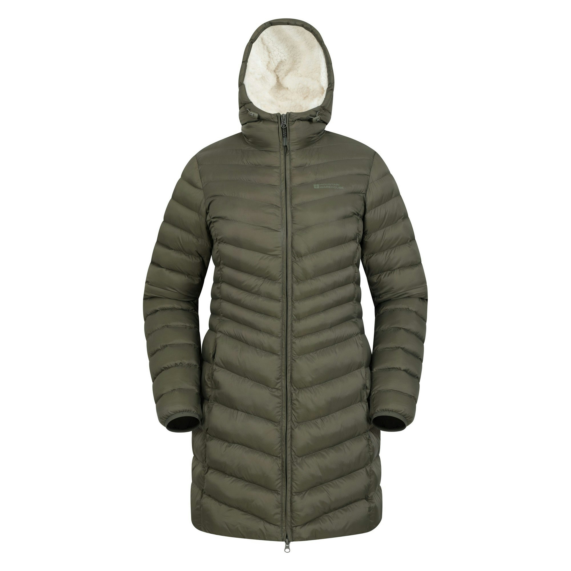 Mountain Warehouse Women's Green Florence Faux Fur Lined Padded Jacket - Khaki - 14 Uk - Khaki