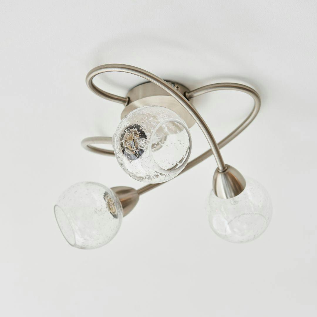 Rackhams Light Callen Satin Nickel 3 Flush Ceiling