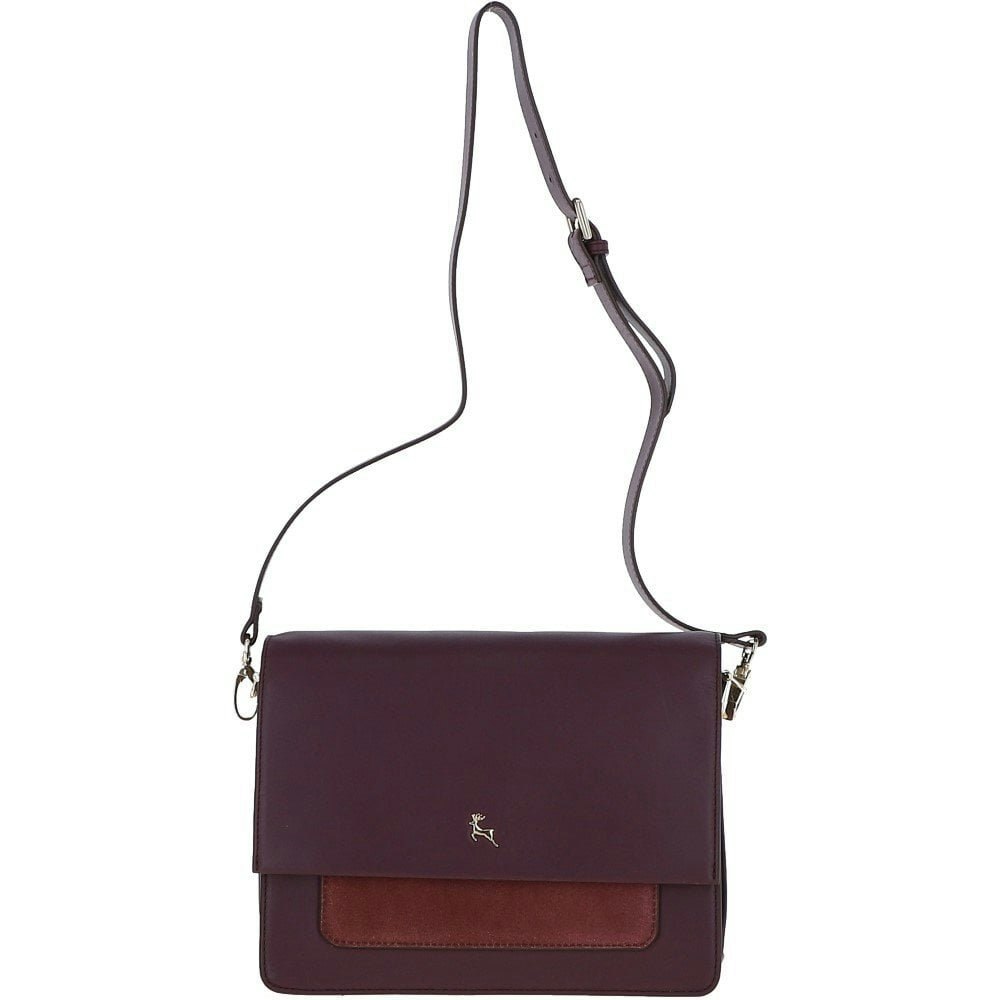 Ashwood Burgundy Two Sections Shoulder Bag - One Size - Leather