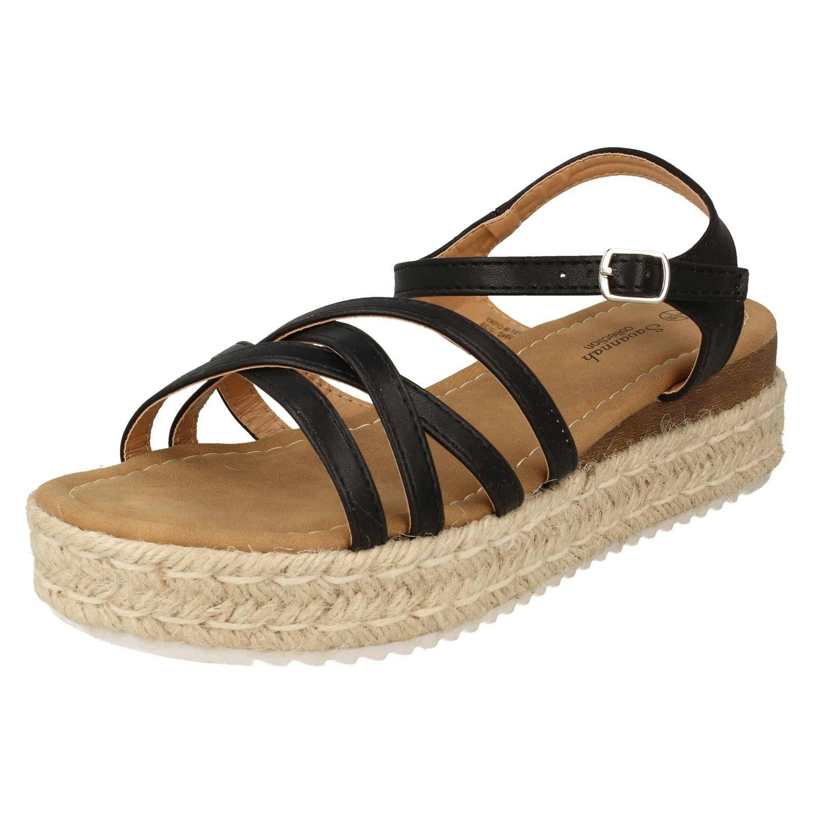 Savannah Women's Black Flatform Sandals F12093 - Uk 4