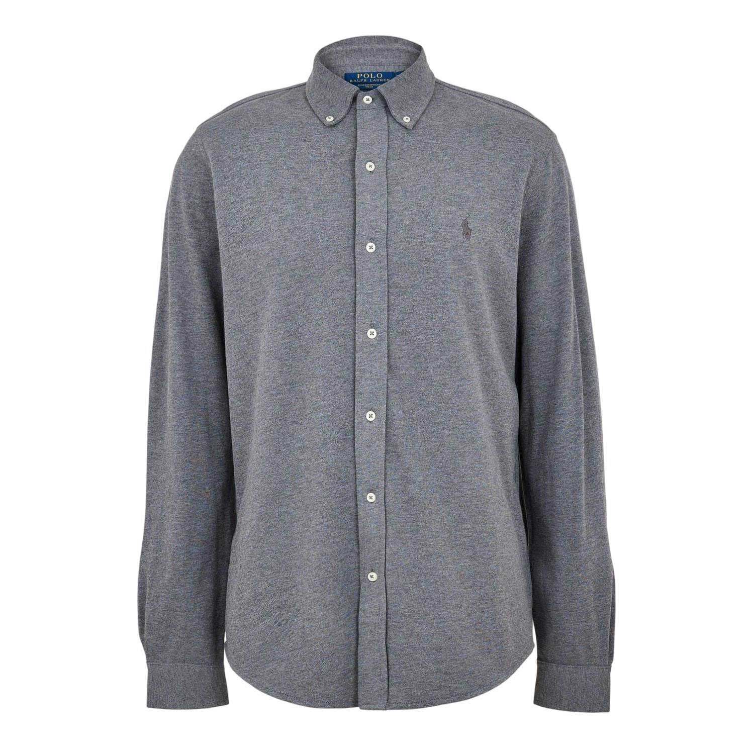 Ralph Lauren Men's Grey Premium Cotton Button-Down Shirt - Flannel - Xxl - Flannel - 100% Cotton