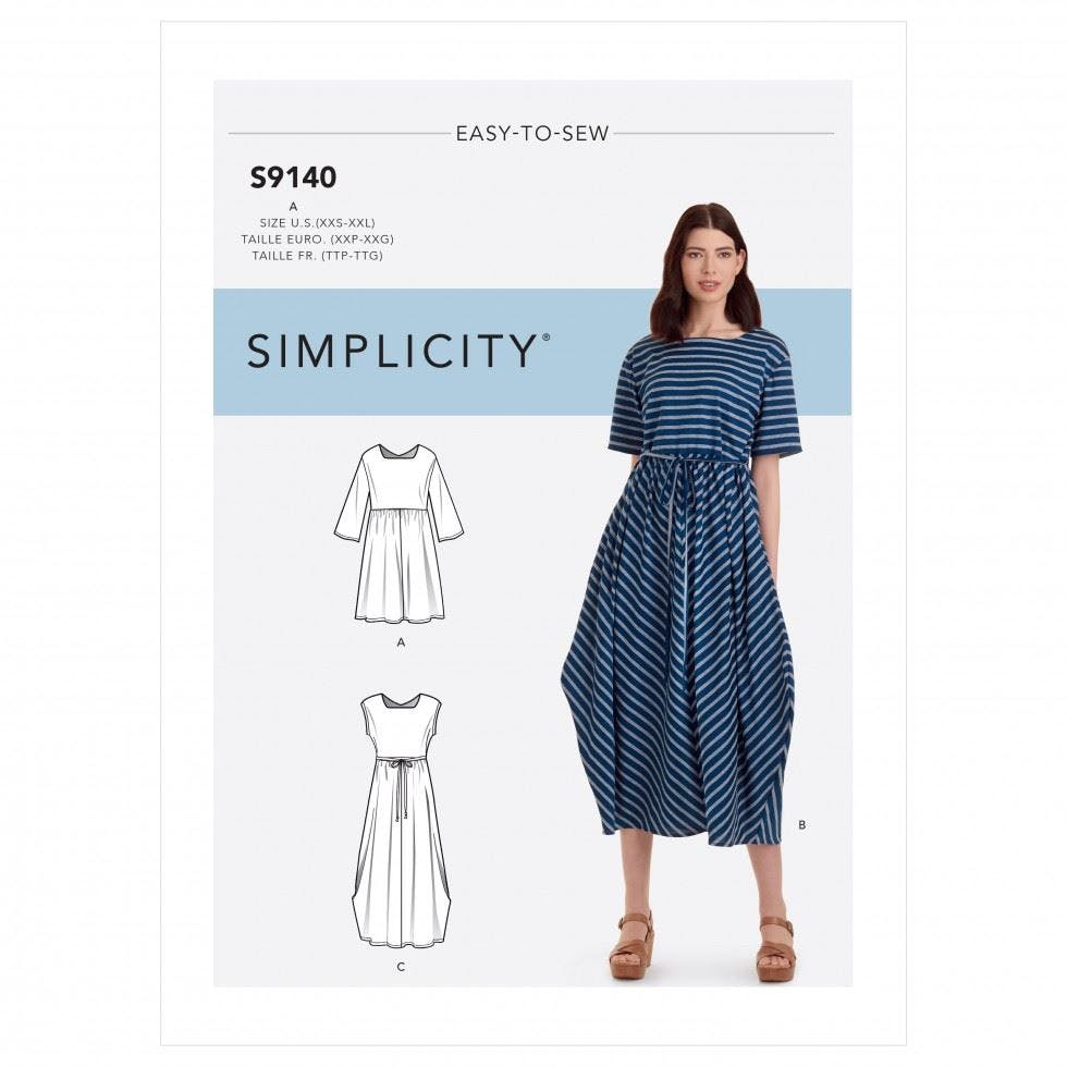 Simplicity Women's Sewing Pattern 9140, Dresses For A (Xxs-Xs-S-M-L-Xl-Xxl) - Intermediate - A (Xxs-Xs-S-M-L-Xl-Xxl)