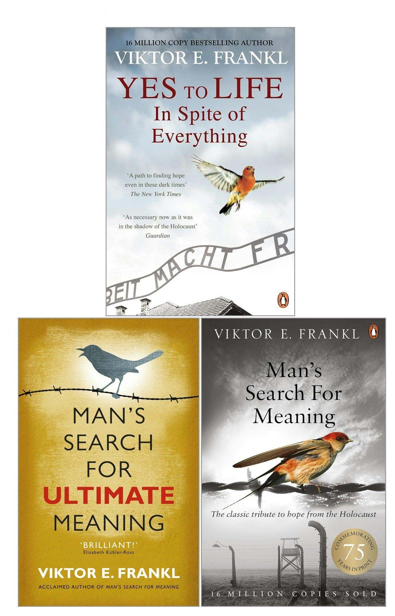 Various Publishers Viktor E. Frankl Collection 3 Books Set (Man's Search For Meaning, Yes To Life, Man's Search For Ultimate Meaning)