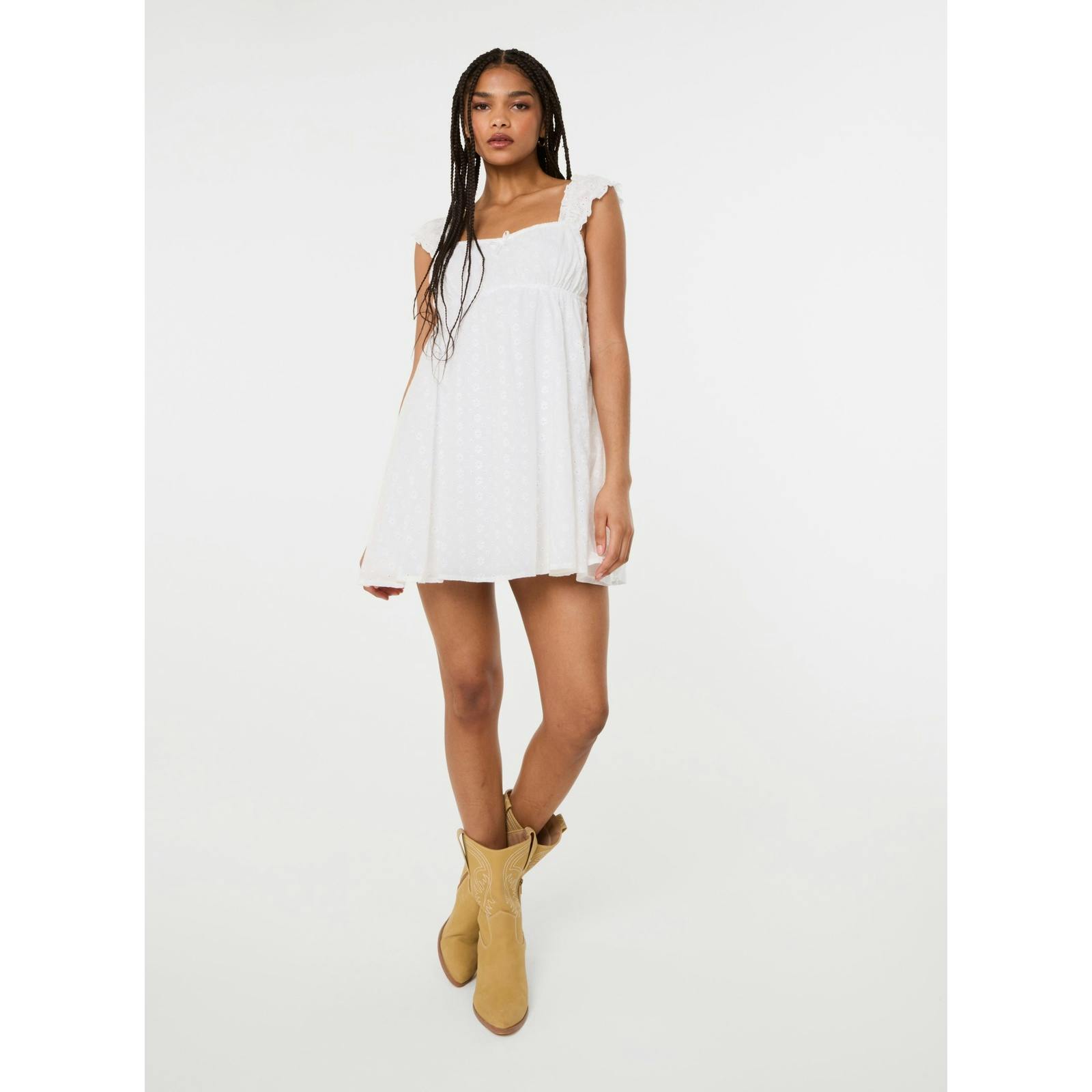 Pink Vanilla Pink/Ivory Vanilla Babydoll Broderie Dress - S