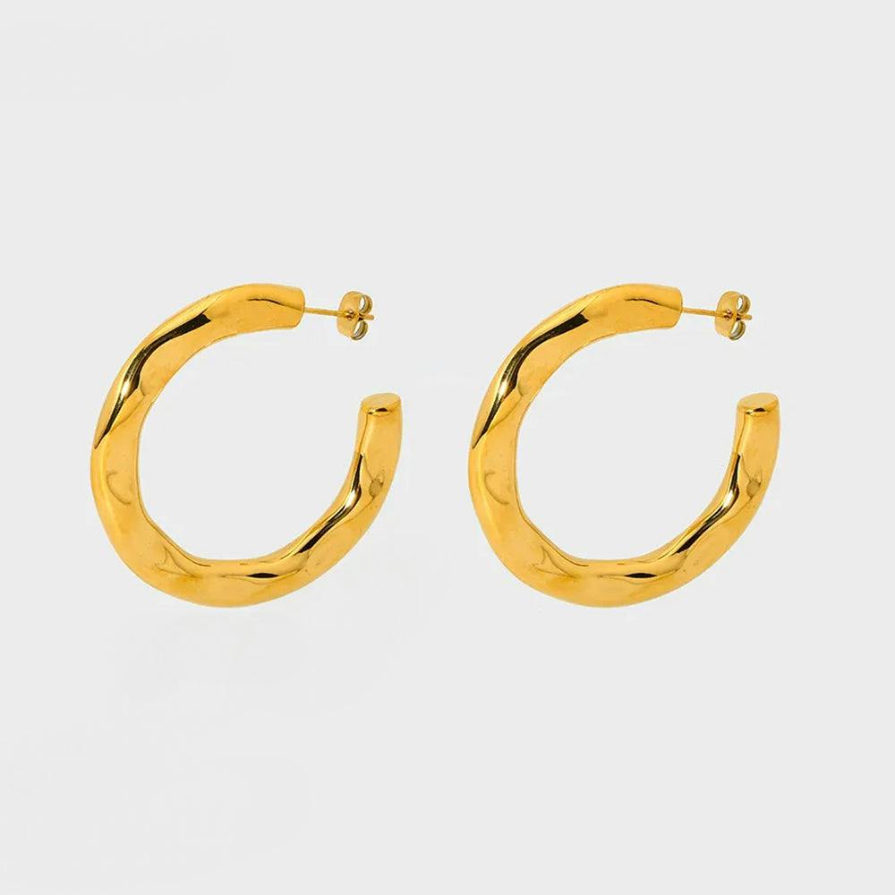 Elk & Bloom Gold Chunky 14K Hammered Hoops - No Thank You