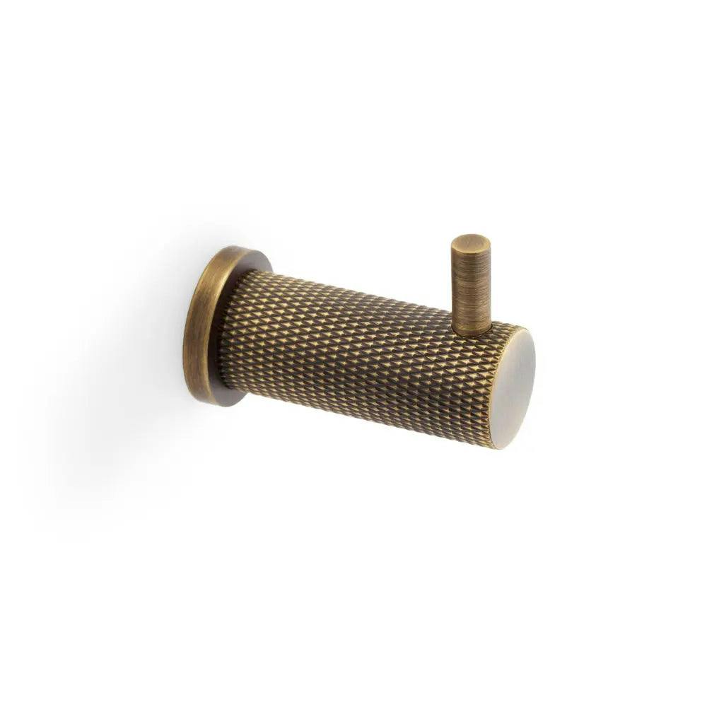 Rackhams Alexander & Wilks Brunel Knurled Coat Hook - Antique Brass - Image 2
