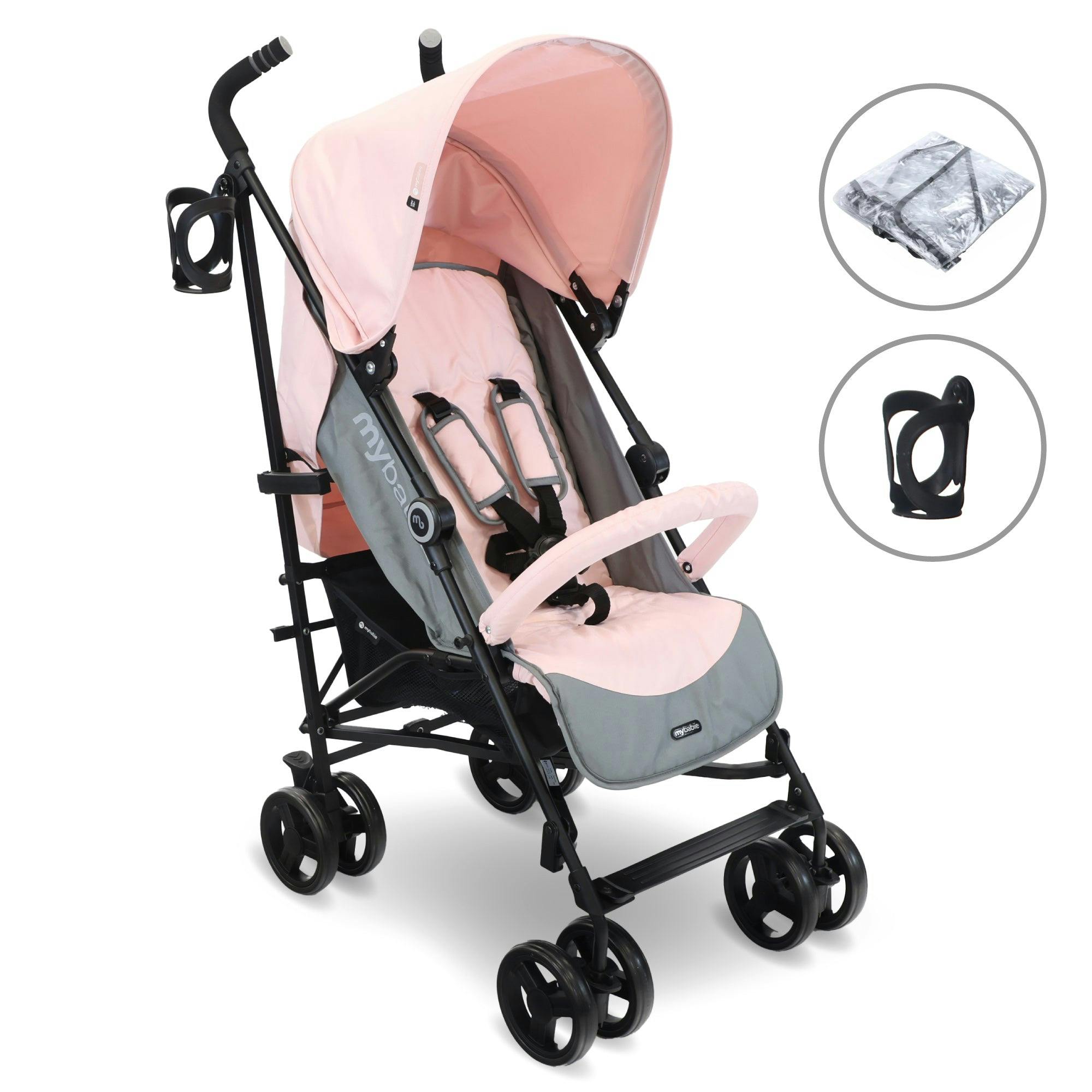My Babiie Mb02 Plus Lightweight Stroller - Pink And Grey - Image 2