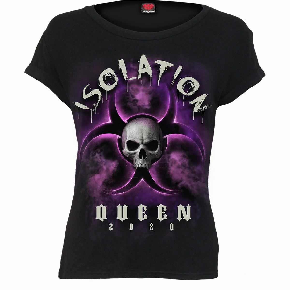Spiral Direct Black Isolation Queen - Boatneck Cap Sleeve Top - Xl - Digital - Digital