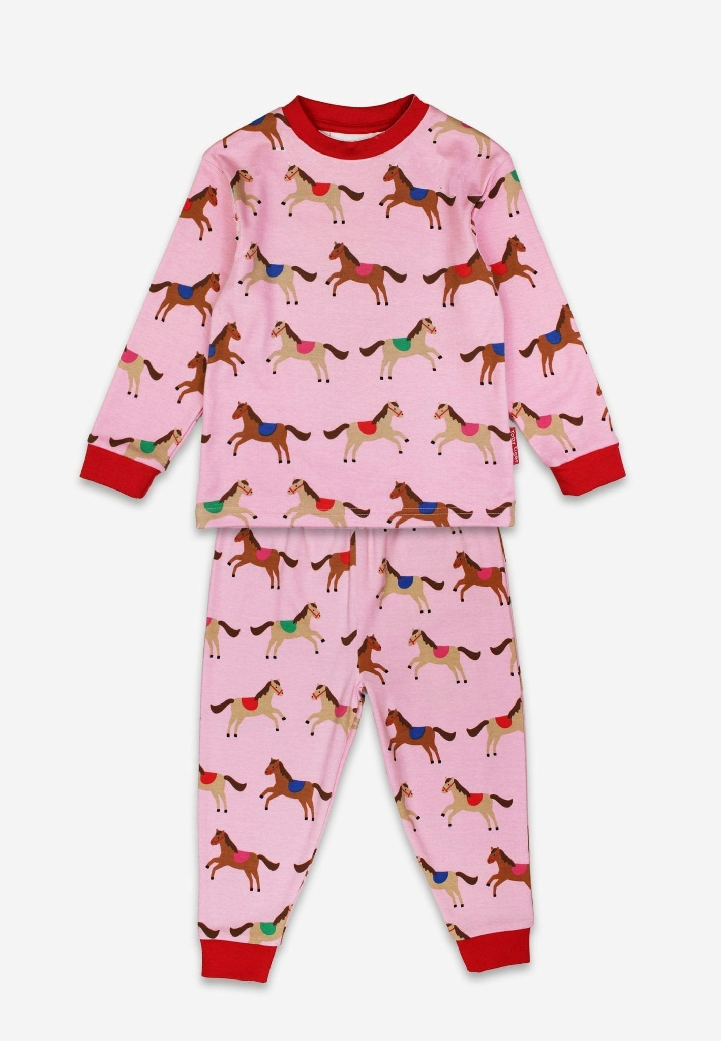 Toby Tiger Pink Organic Horse And Pony Print Pyjamas - 7-8Y / 128Cm