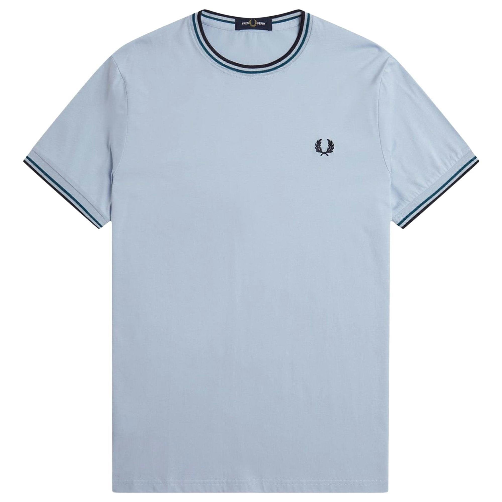 Fred Perry Blue Twin Tipped T-Shirt - Stockport /Oxblood/Grassroots - Medium