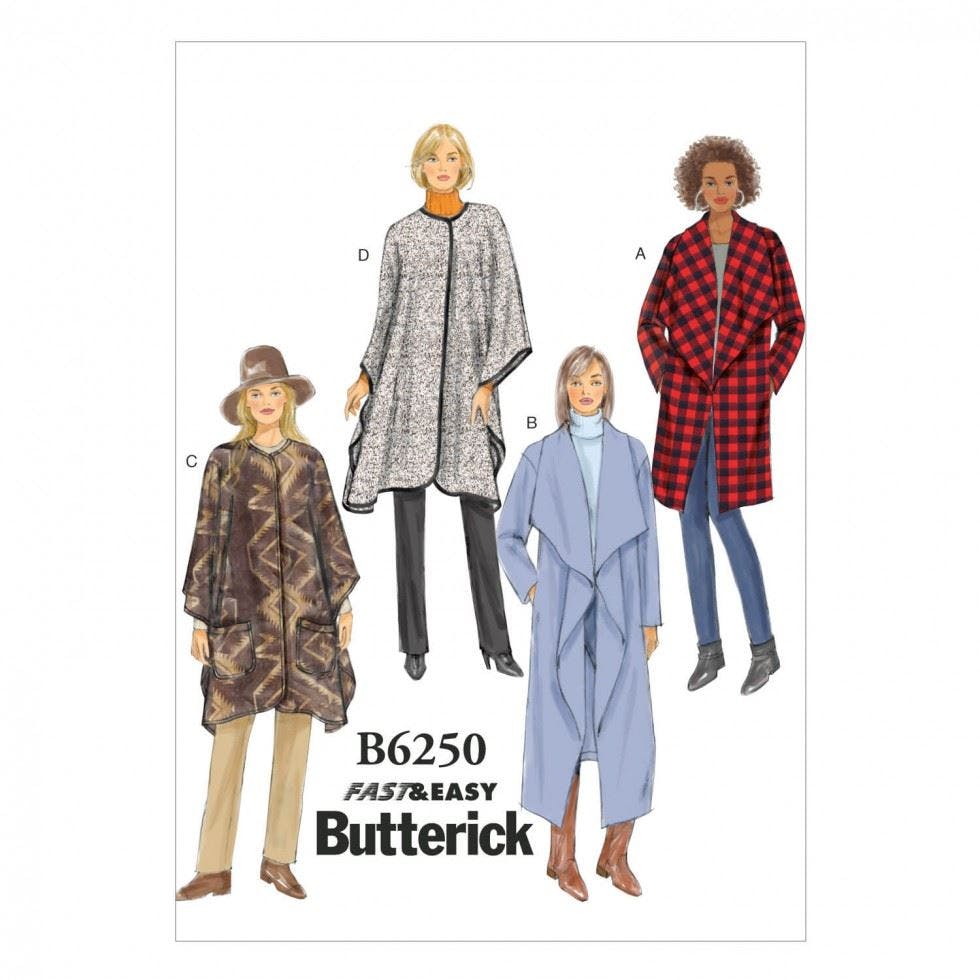 Butterick Patterns 6250 Y Sizes X-Small 4-6/Small 8-10/Medium 12-14 Misses Jacket Coat and Wrap - Image 4