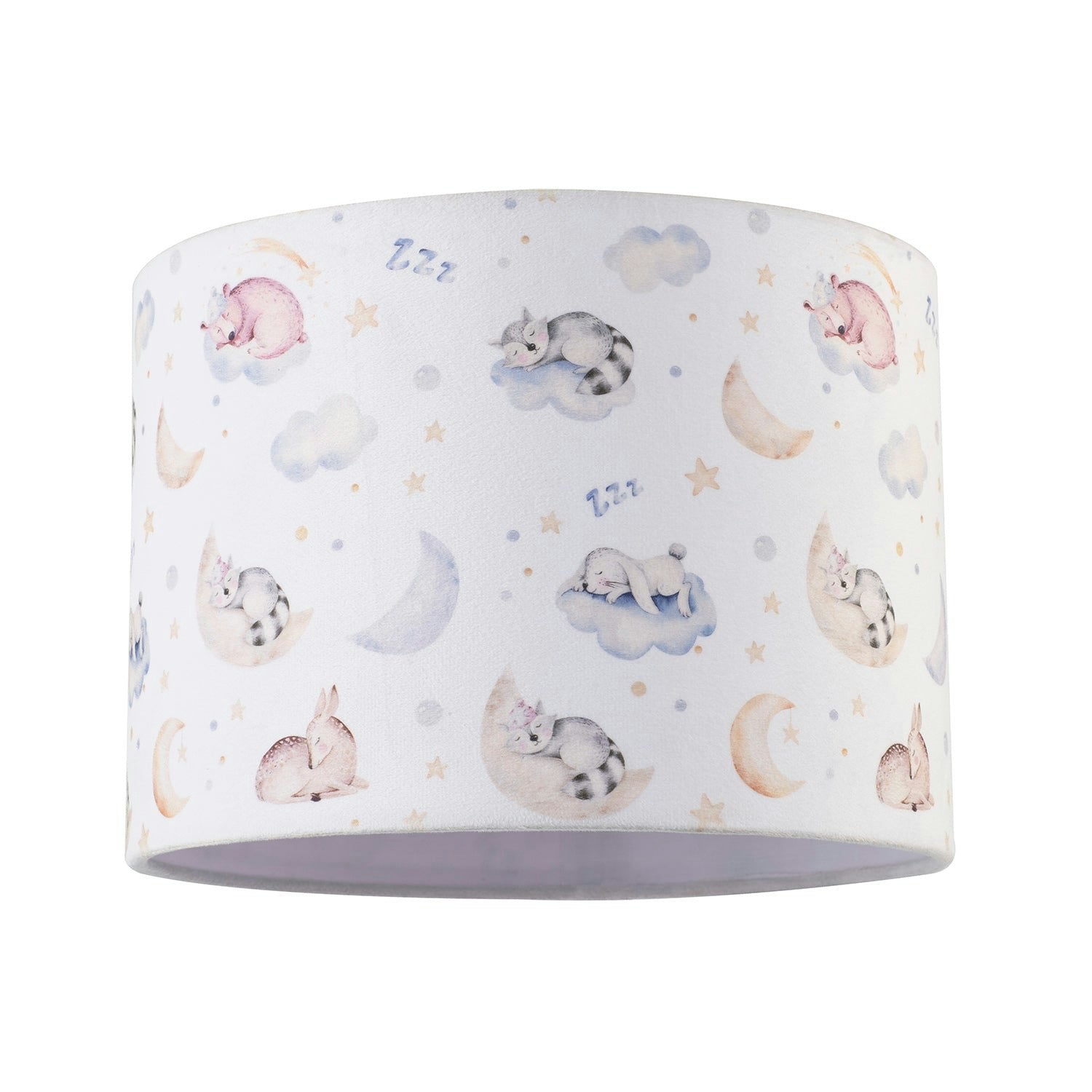 Happy Homewares White Fun And Cosy Baby Velvet Lamp Shade With Stars Clouds And Animals