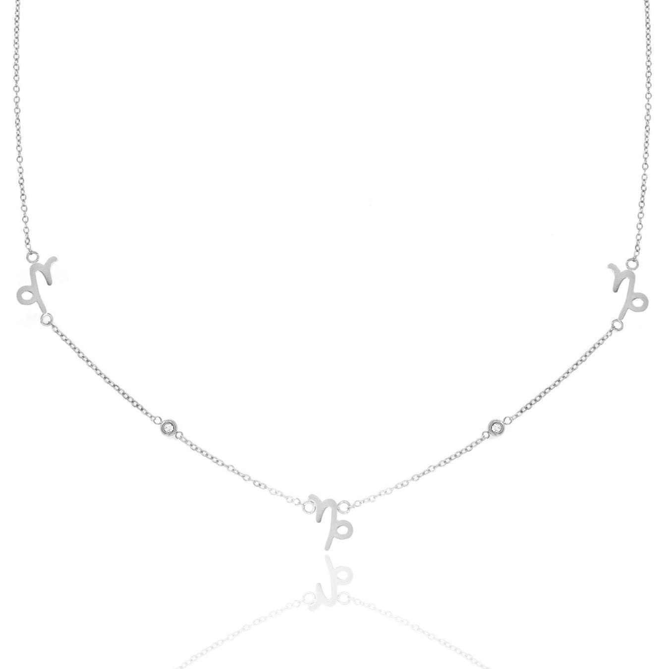 Say It With Silver/Yellow/Gold Capricorn Necklace With Cz Stones - Plated
