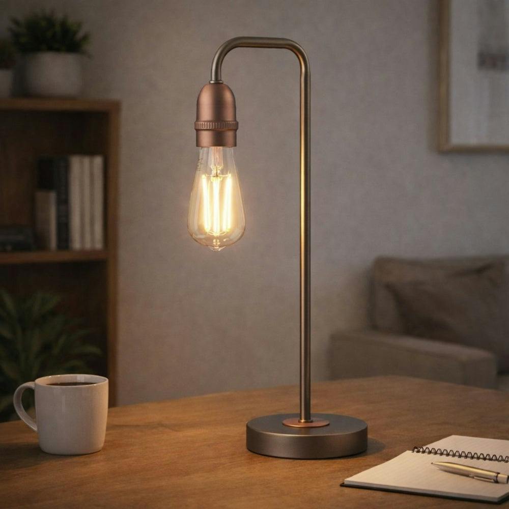 Rackhams Black/Light Vitor Industrial Copper Table Lamp