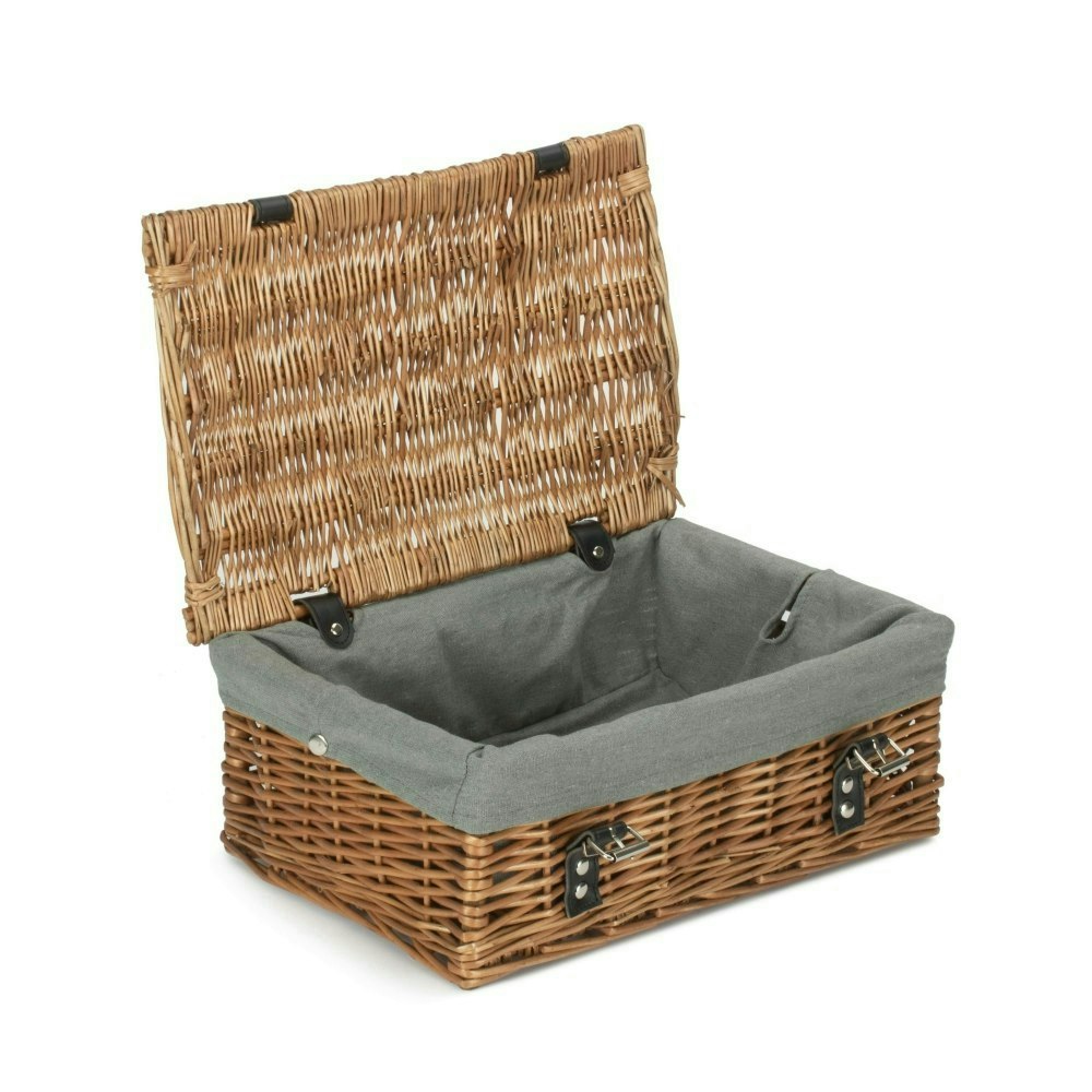 Red Hamper Red/Grey Hamper 35Cm Double Steamed Willow Wicker Picnic Basket