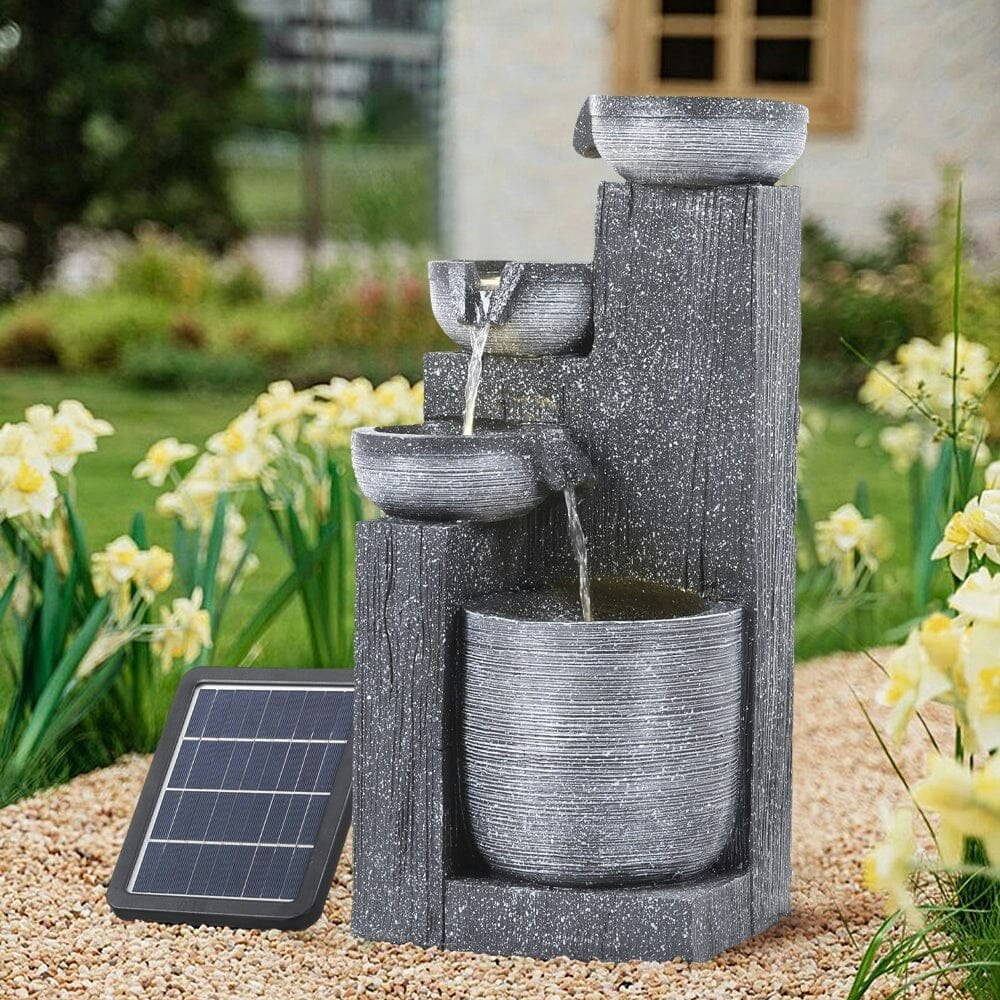 Rackhams Dark/White Outdoor Solar-Powered Water Fountain Rockery Decor