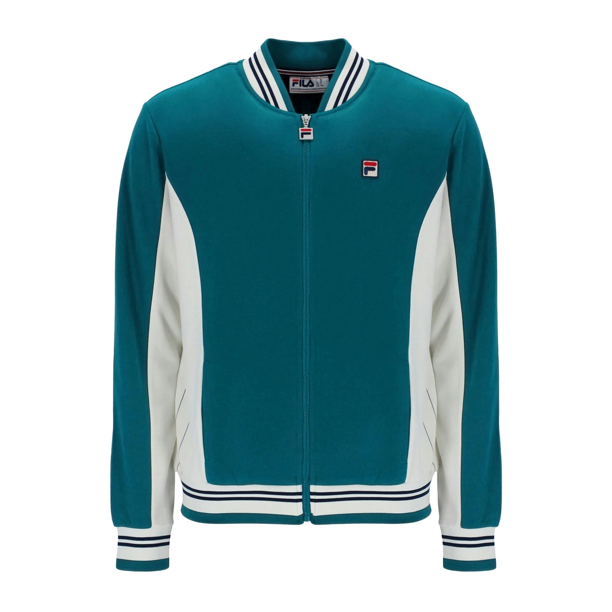 Fila Black Settanta Baseball Track Top Jacket Deep Lagoon/Gardenia/ - 4XL