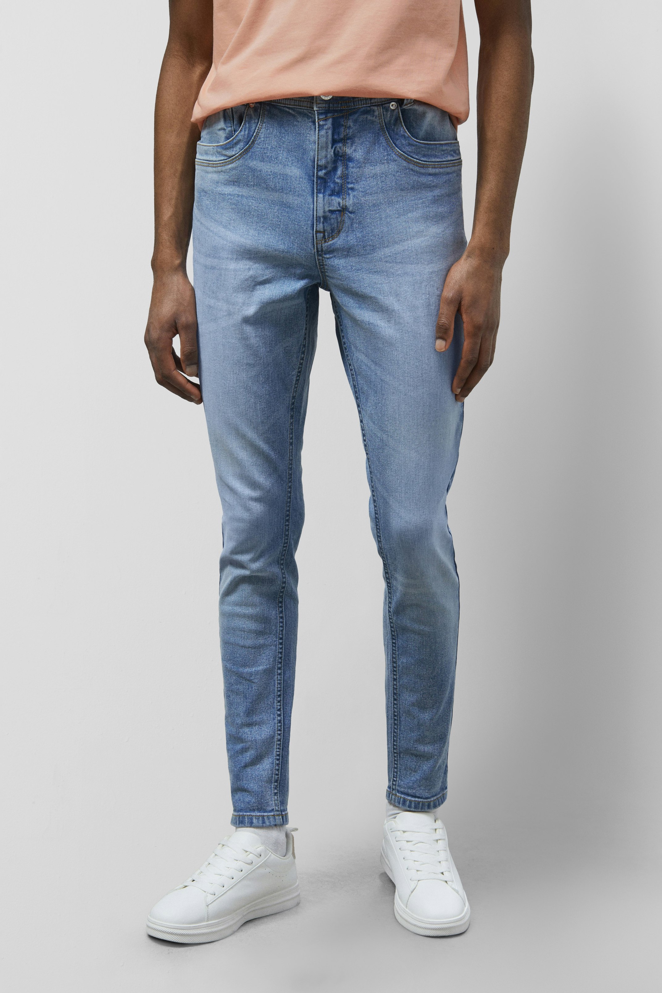 Enorsia Men's Light/Blue Stretch Skinny Fit Jeans - 38 - 98.5% Cotton 1.5% Spandex