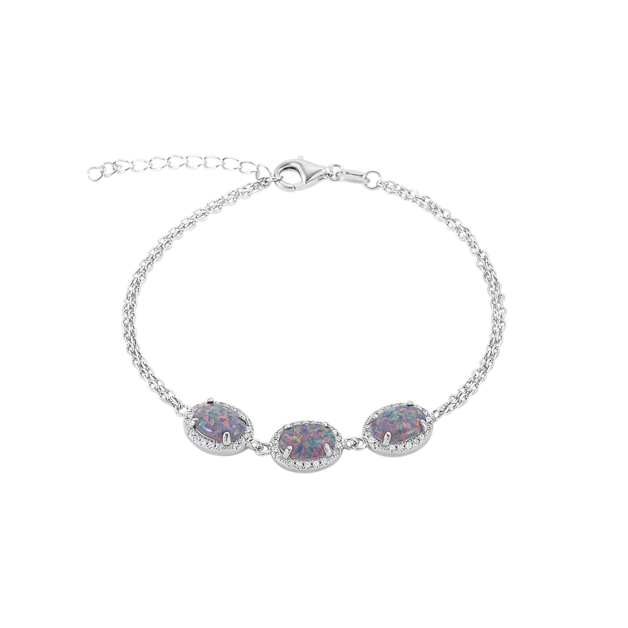 Spero London Silver/Purple Sterling Opal Halo Bracelet