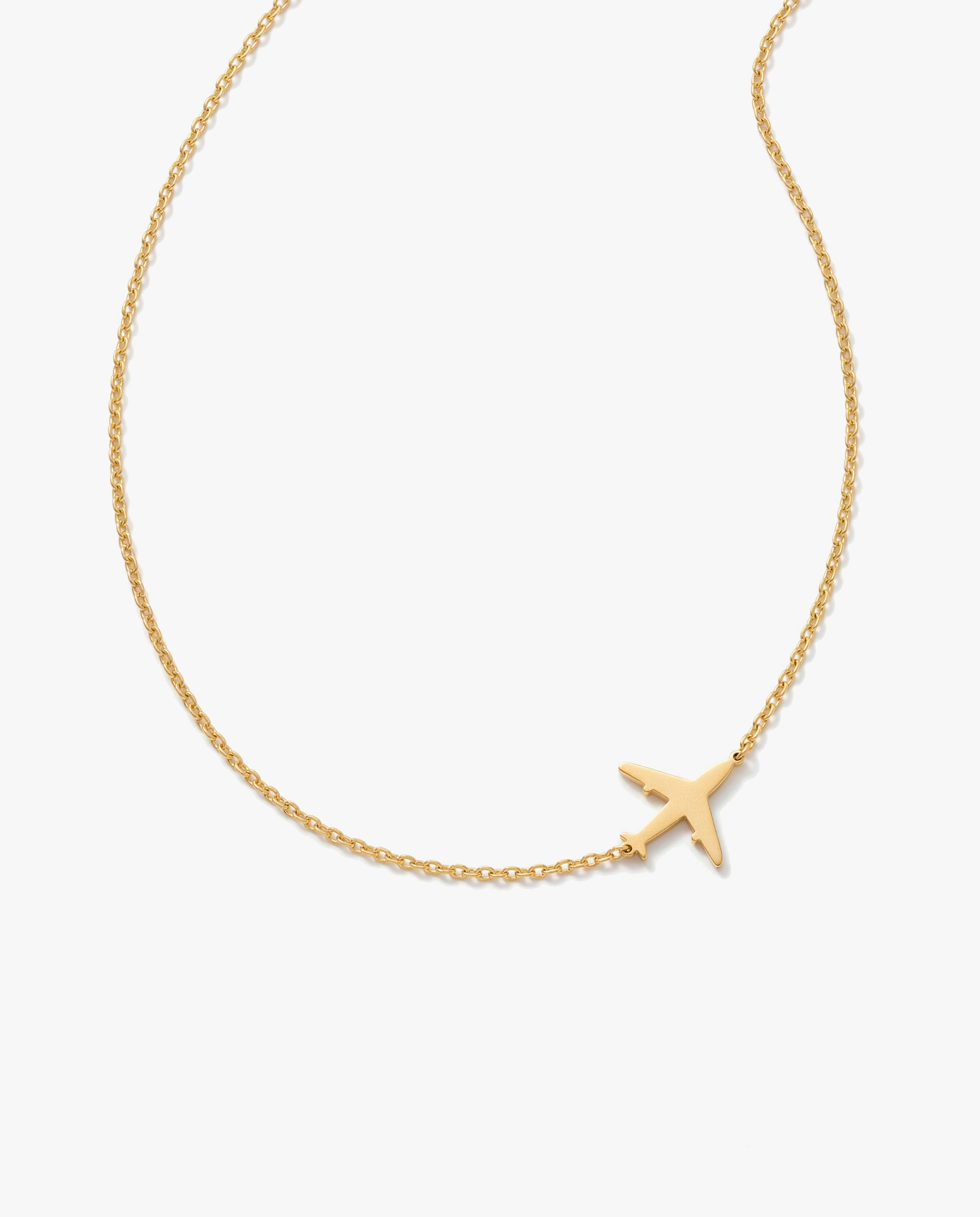 Elk & Bloom Gold 14K Dainty Aeroplane Pendant Necklace - Yes Please