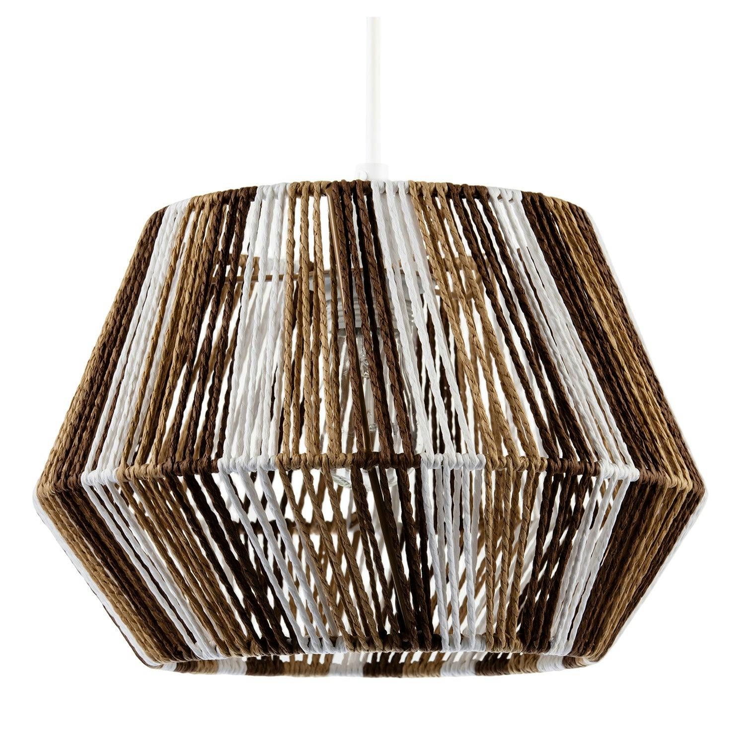 Rackhams Brown/White Coastal Twisted Paper Rope Pendant Shade In Tones And
