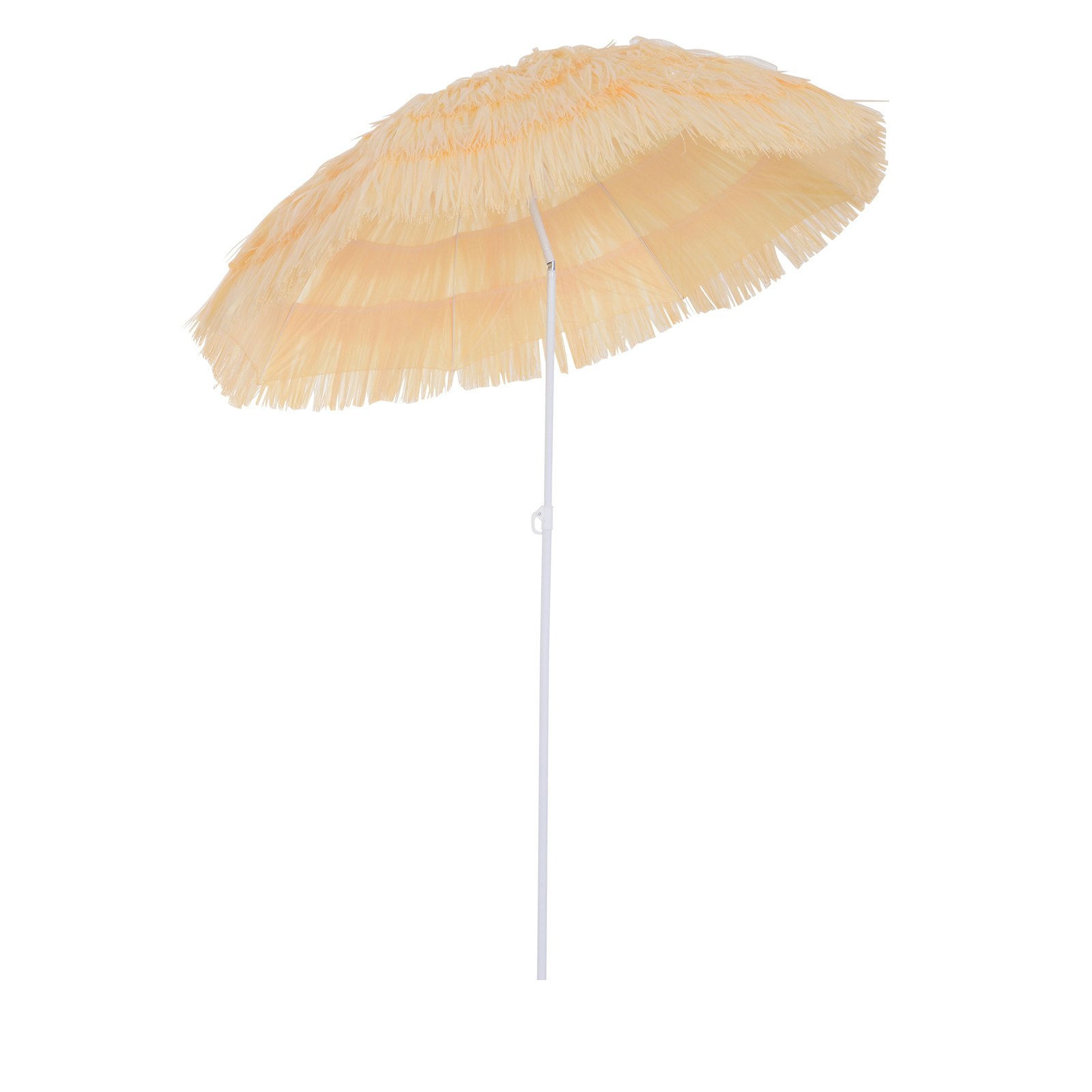 Outsunny Yellow 1.6M Garden Hawaii Parasol, Patio Beach Sun Umbrella Sunshade Hawaiian Folding Tilting Crank Parasol (Wheat)