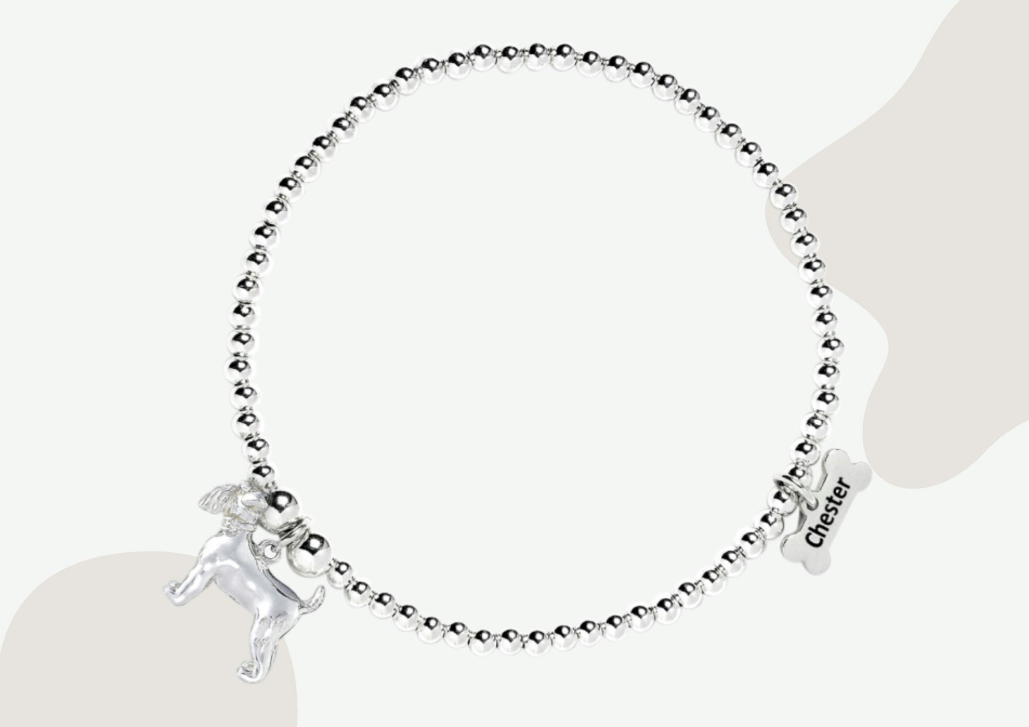 Mylee London Silver Schnauzer Ball Bead Bracelet - Personalised - No
