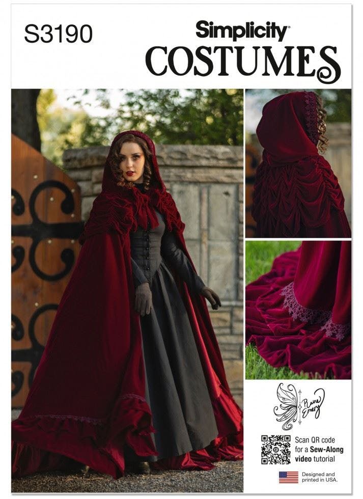 Simplicity Women's Sewing Pattern 3190, Costumes, Capes For A (S-M-L) - Intermediate - A (S-M-L)