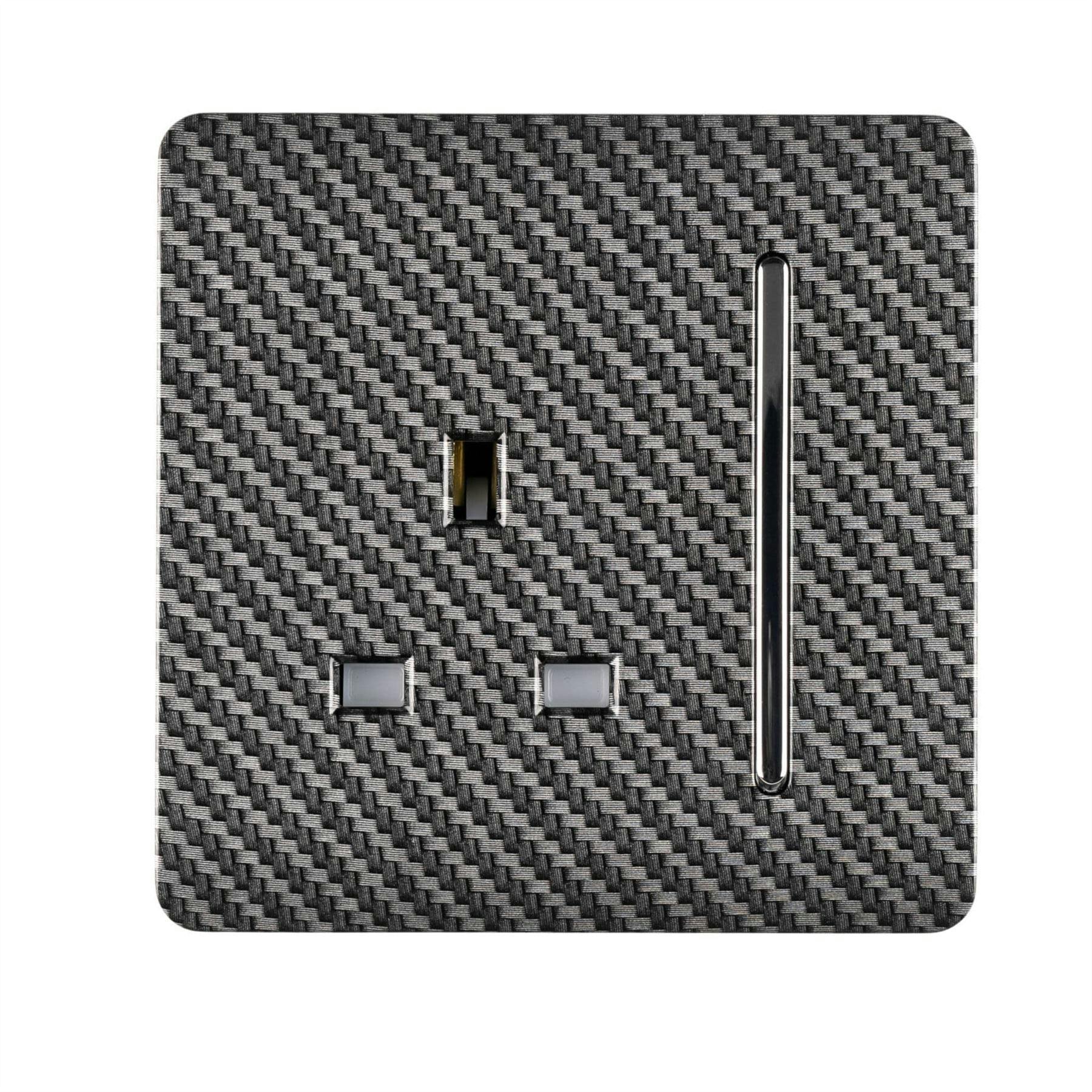 Trendi Switch Trendi 1 Gang Artistic Modern Glossy 13 Amp Switched Tactile Plug Socket Carbon Fibre - Image 5