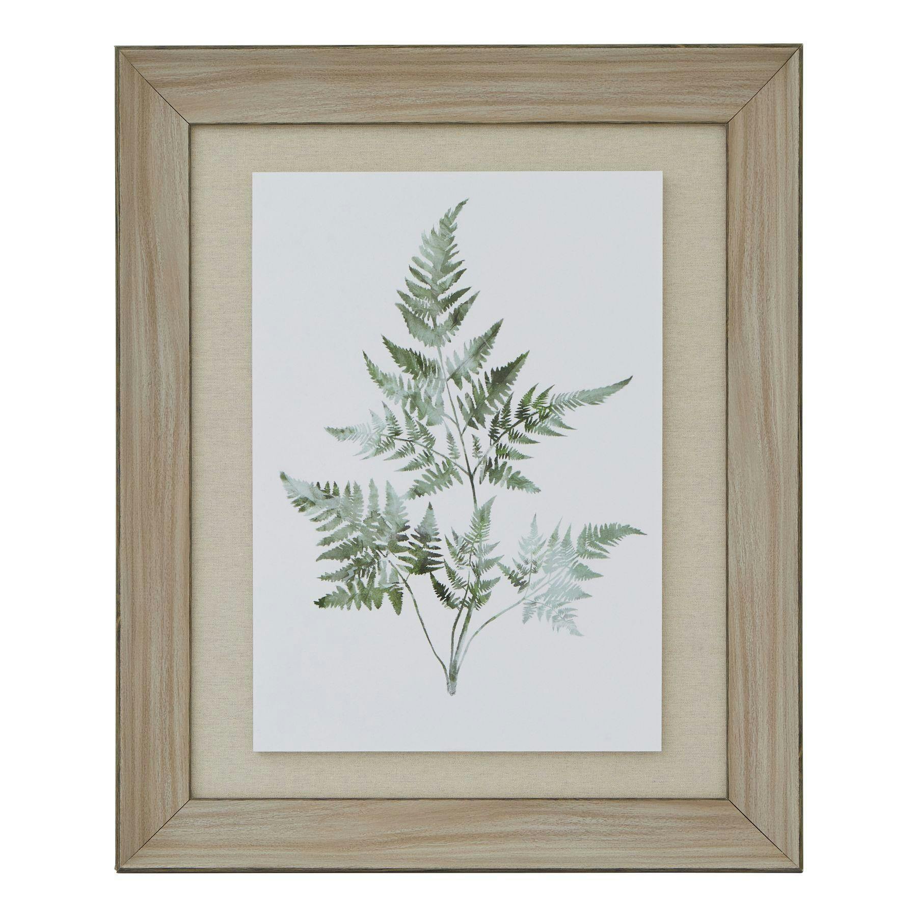 Hill Interiors Brown/White/Green Bracken Fern Framed Art Print - One Size