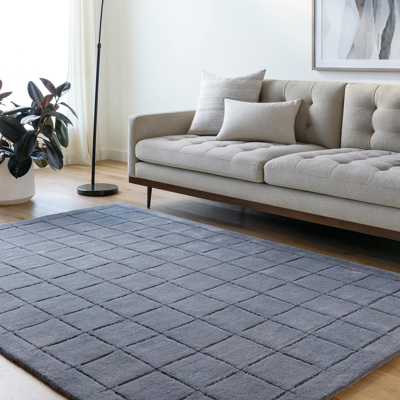 Livabliss Grey/Black Brook-Hand Tufted Wool Modern Fringe Rug - 183 X 274 Cm
