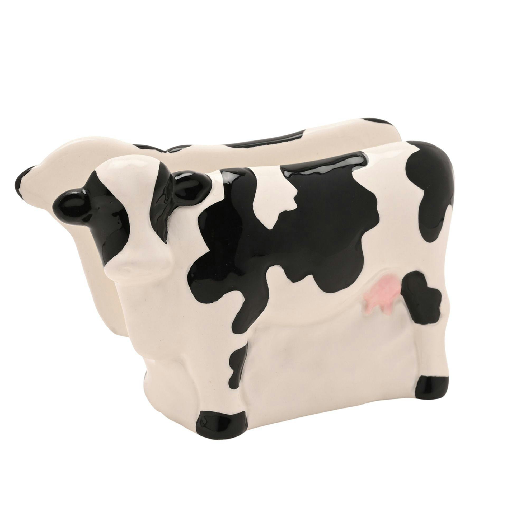 Rackhams Black/Cream/Pink Cow Napkin Holder